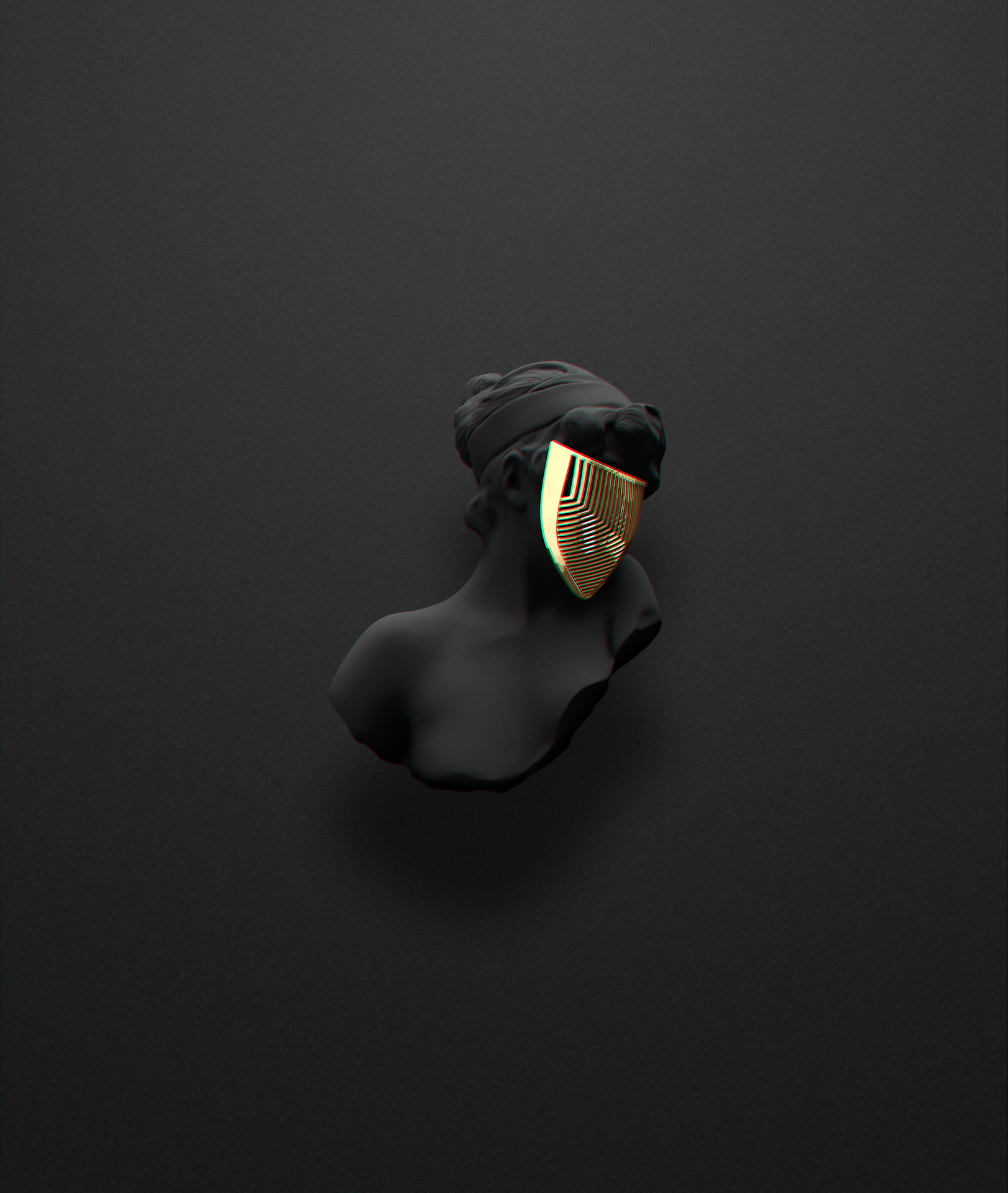 minimalism, 1080P, gold, mask, sculpture, Phone HD Wallpaper