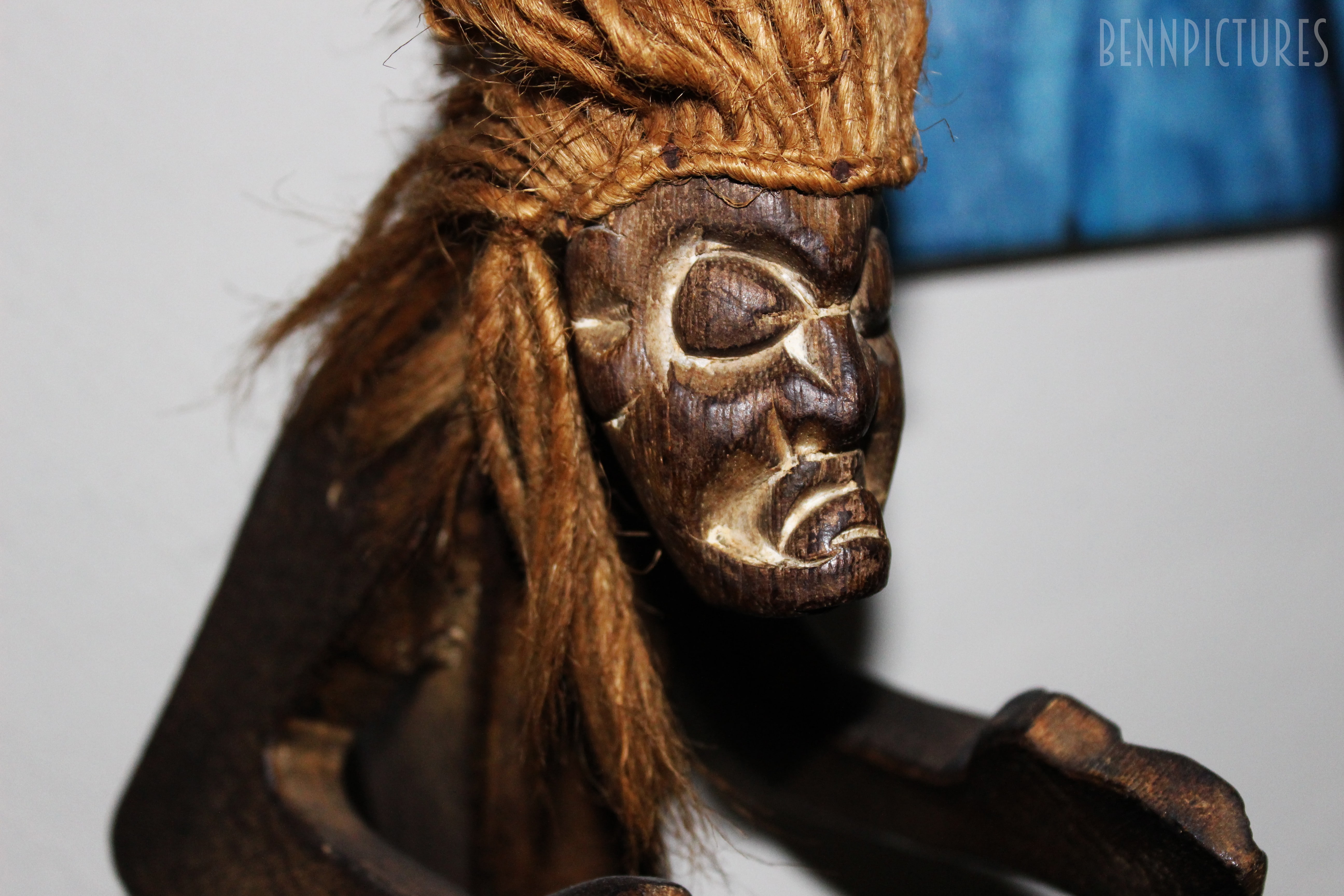 indoors, art and craft, mammal, statue, no people, brown, 5K, hairstyle, sculpture, wood, focus on foreground, close-up, creativity, craft, hair, primate, HD Wallpaper