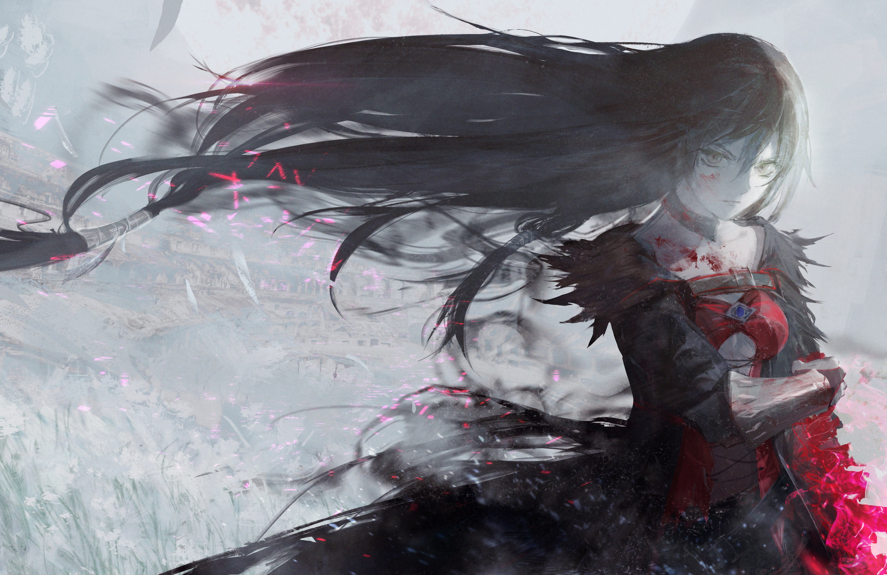 painting, injured, black hair, velvet crowe, tales of berseria, Anime, 2K, artwork, anime style games, HD Wallpaper