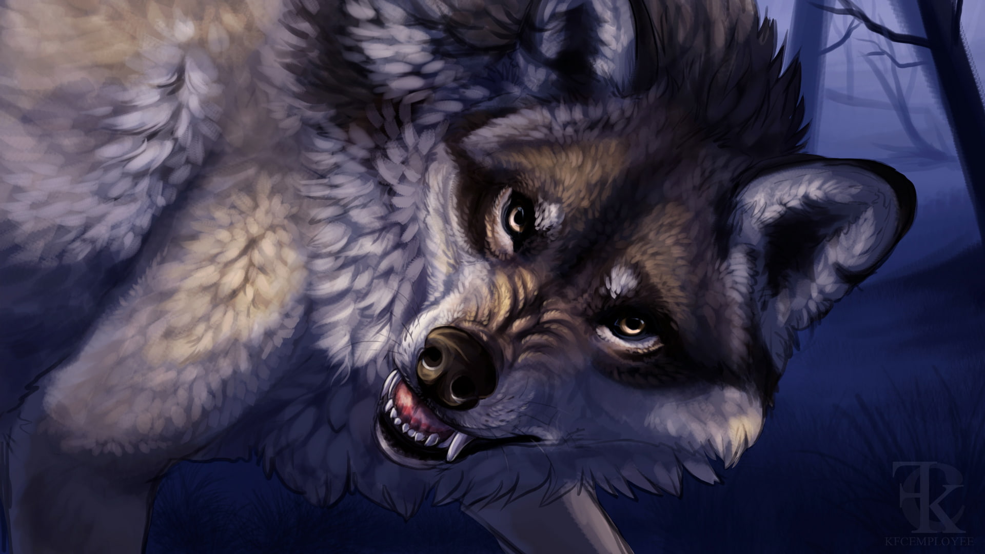 art, fangs, look, mouth, animals, wolf, predator, 1080P, HD Wallpaper