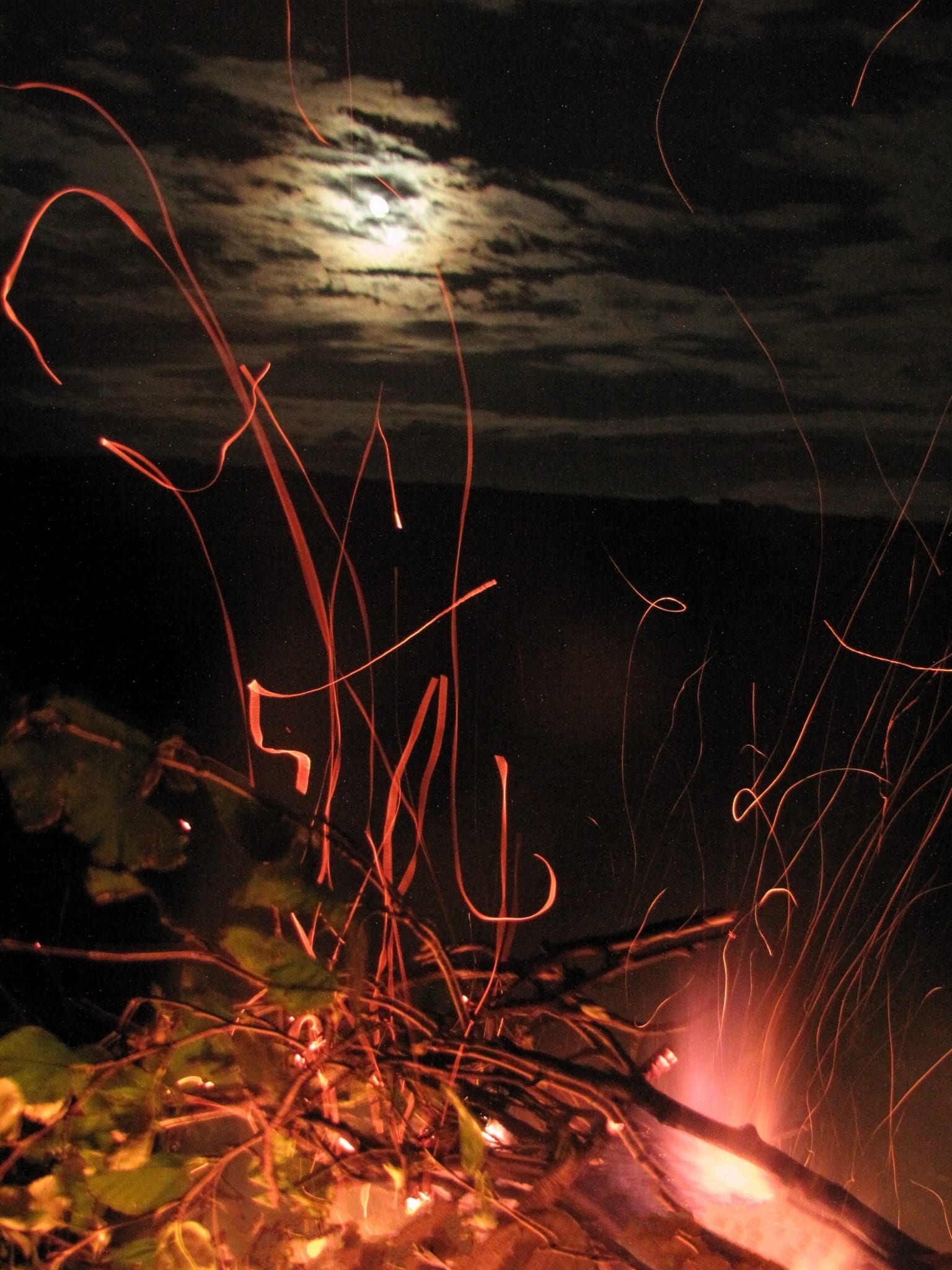 outdoors, no people, heat - temperature, glowing, illuminated, burns, speed, full moon, koster, orange color, light - natural phenomenon, long exposure, Phone HD Wallpaper