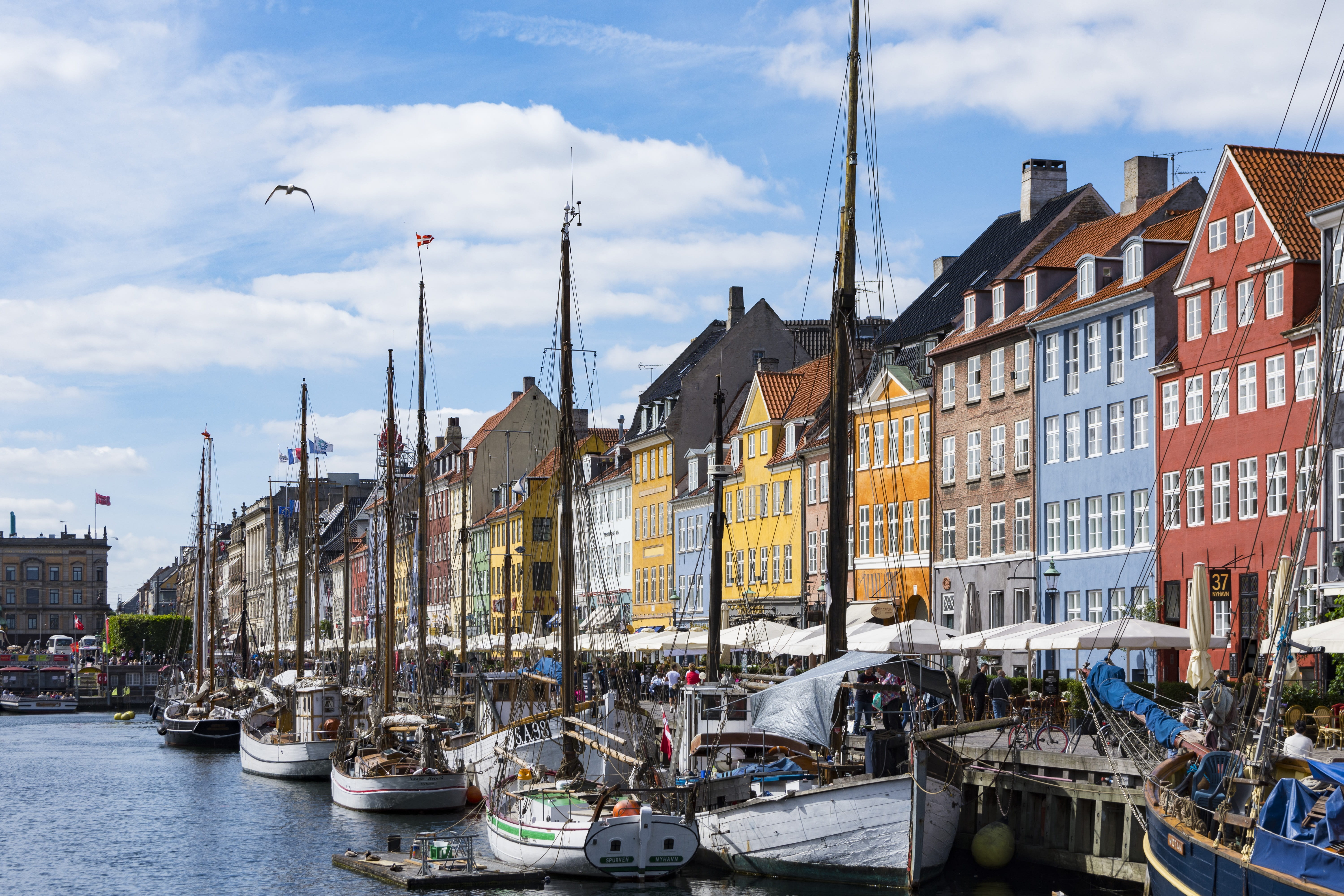 landmark, cityscape, capital, summer, water, built structure, tourist, sky, moored, travel, scandinavia, copenhagen, europe, town, sailboat, transportation, HD Wallpaper
