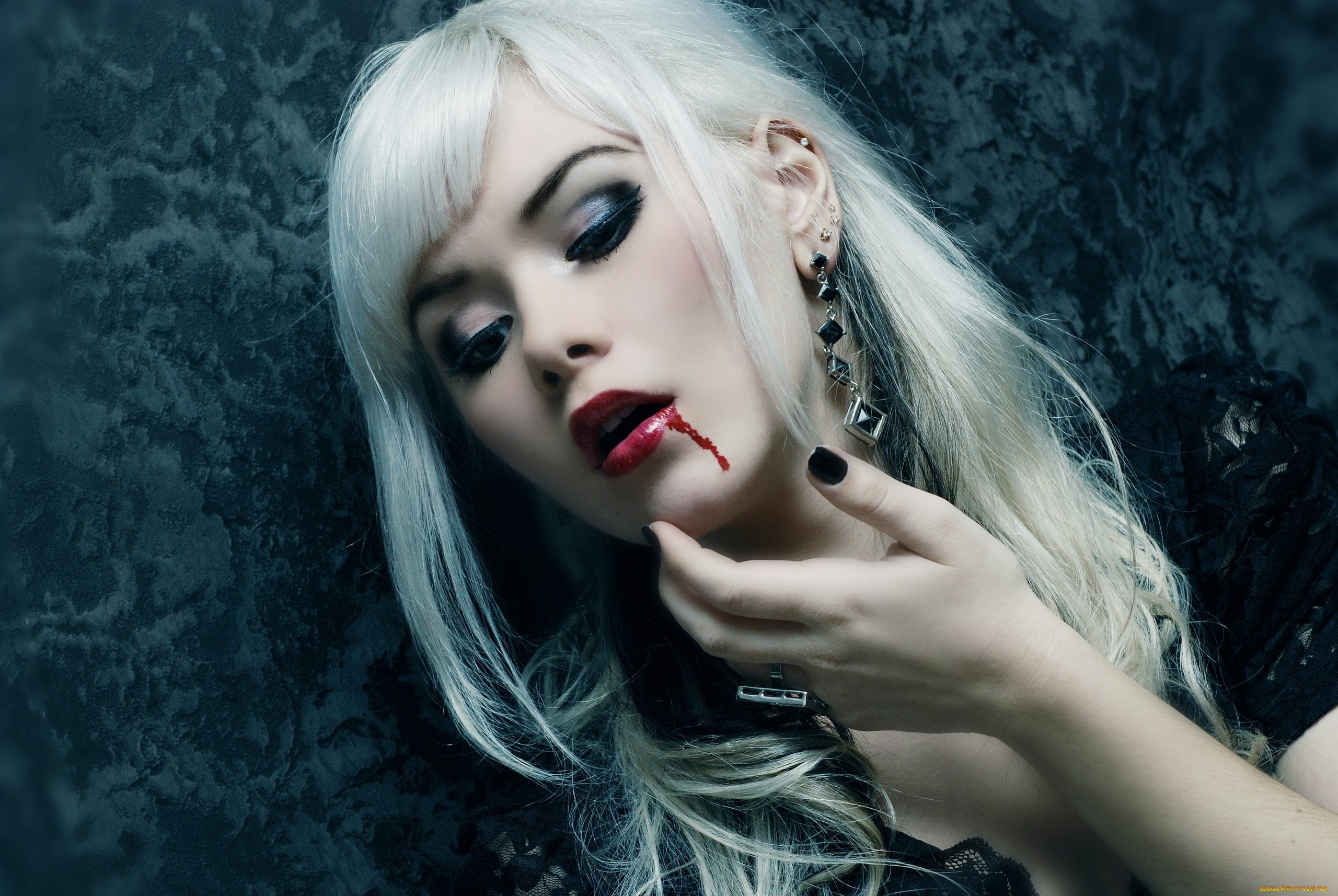adult, young adult, looking at camera, human lips, human face, nail, lipstick, model, one person, headshot, blond hair, beauty, portrait, long hair, platinum blonde, HD Wallpaper