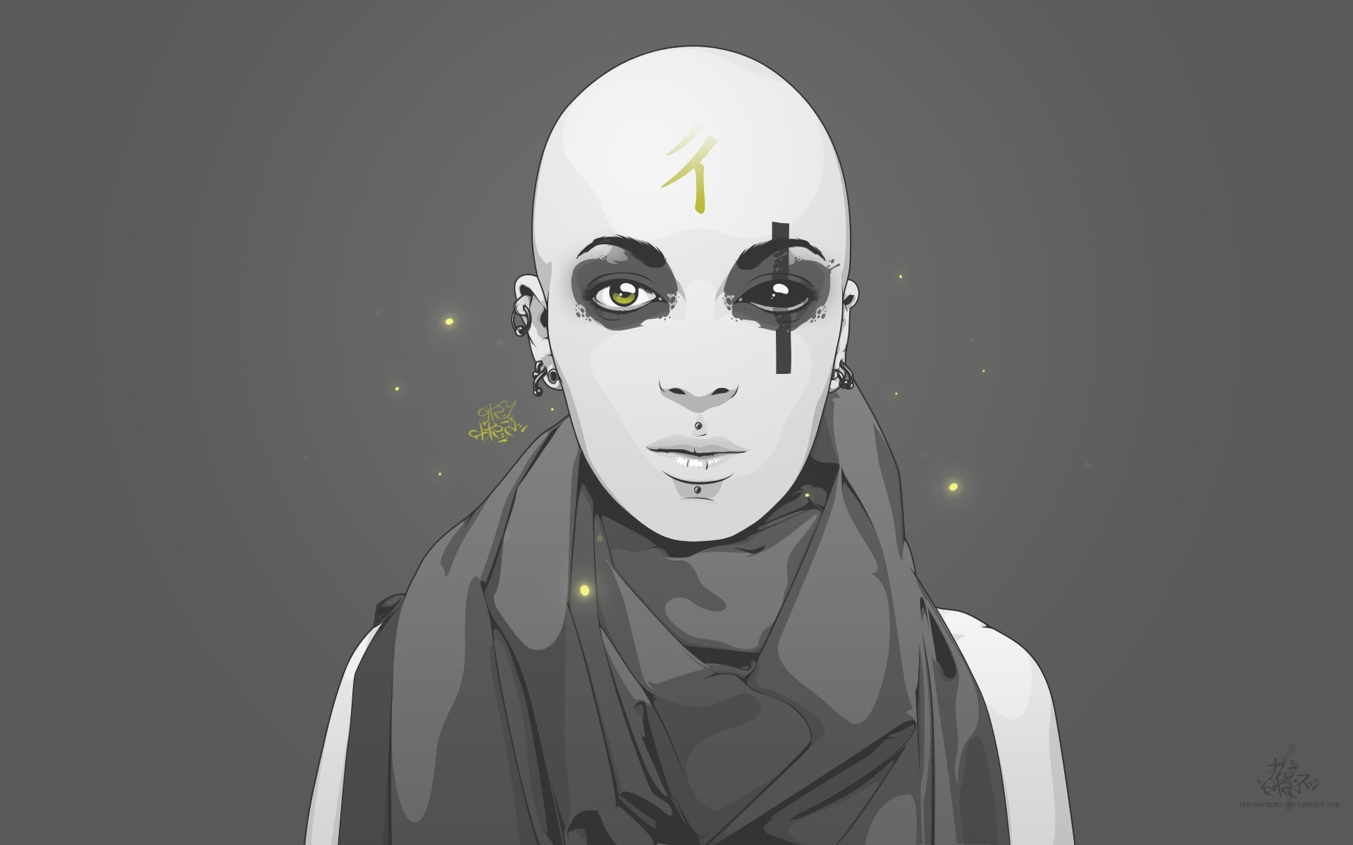  eyes, baldness, character, face, lifestyles, human representation, art and craft, anime, disguise, looking at camera, mask - Disguise, indoors, HD Wallpaper