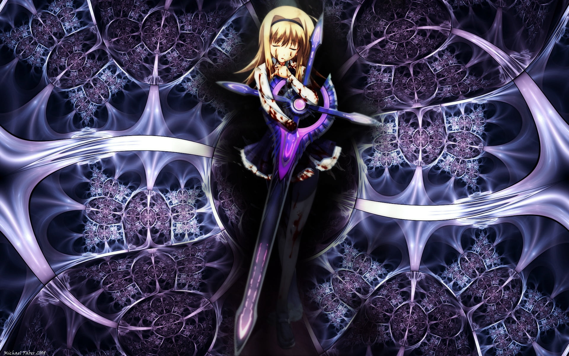 glowing, 1080P, blonde, religion, fractal, spirituality, mystery, anatomy, art and craft, background, illuminated, character, purple, craft, blue, no people, HD Wallpaper