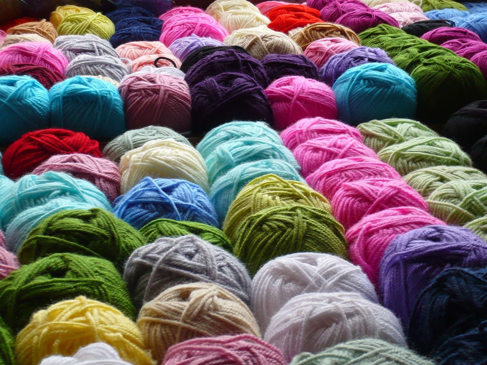 retail, skeins, choice, high angle view, no people, day, textile, textiles, white, 1080P, large group of objects, textile industry, red, brown, colorful, HD Wallpaper