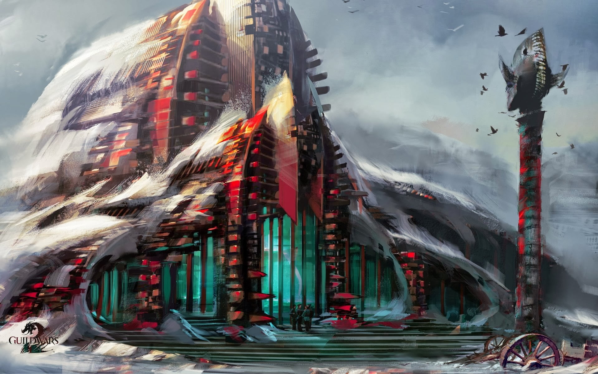 video games, no people, travel destinations, digital composite, luxury, fantasy art, Guild Wars 2, transportation, sky, 1080P, day, digital art, arts culture and entertainment, HD Wallpaper