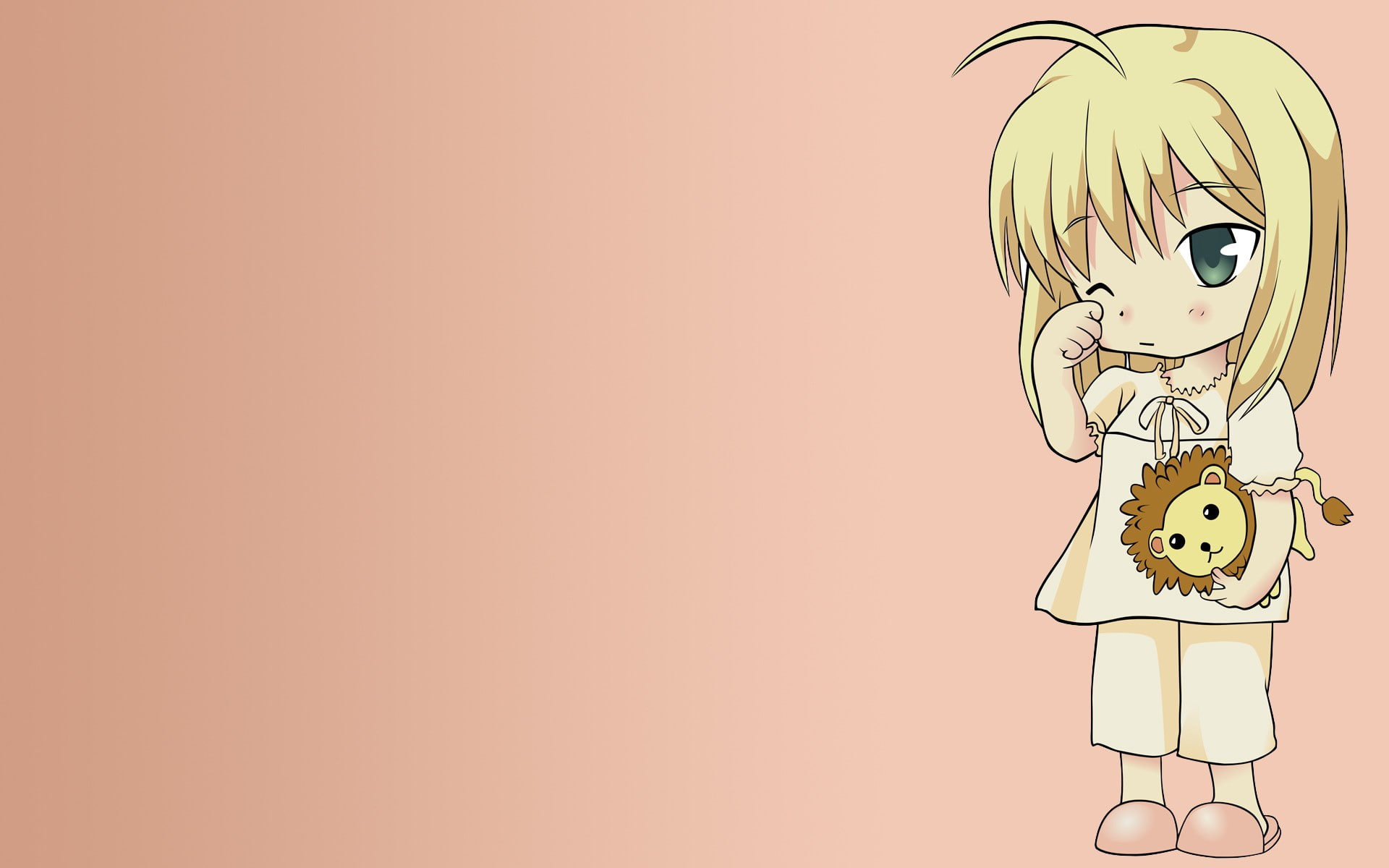 sleeping, bears, pajamas, pink, fate stay, series, background, night, 1080P, blondes, saber, lions, girl, slippers, teddy, fate, HD Wallpaper
