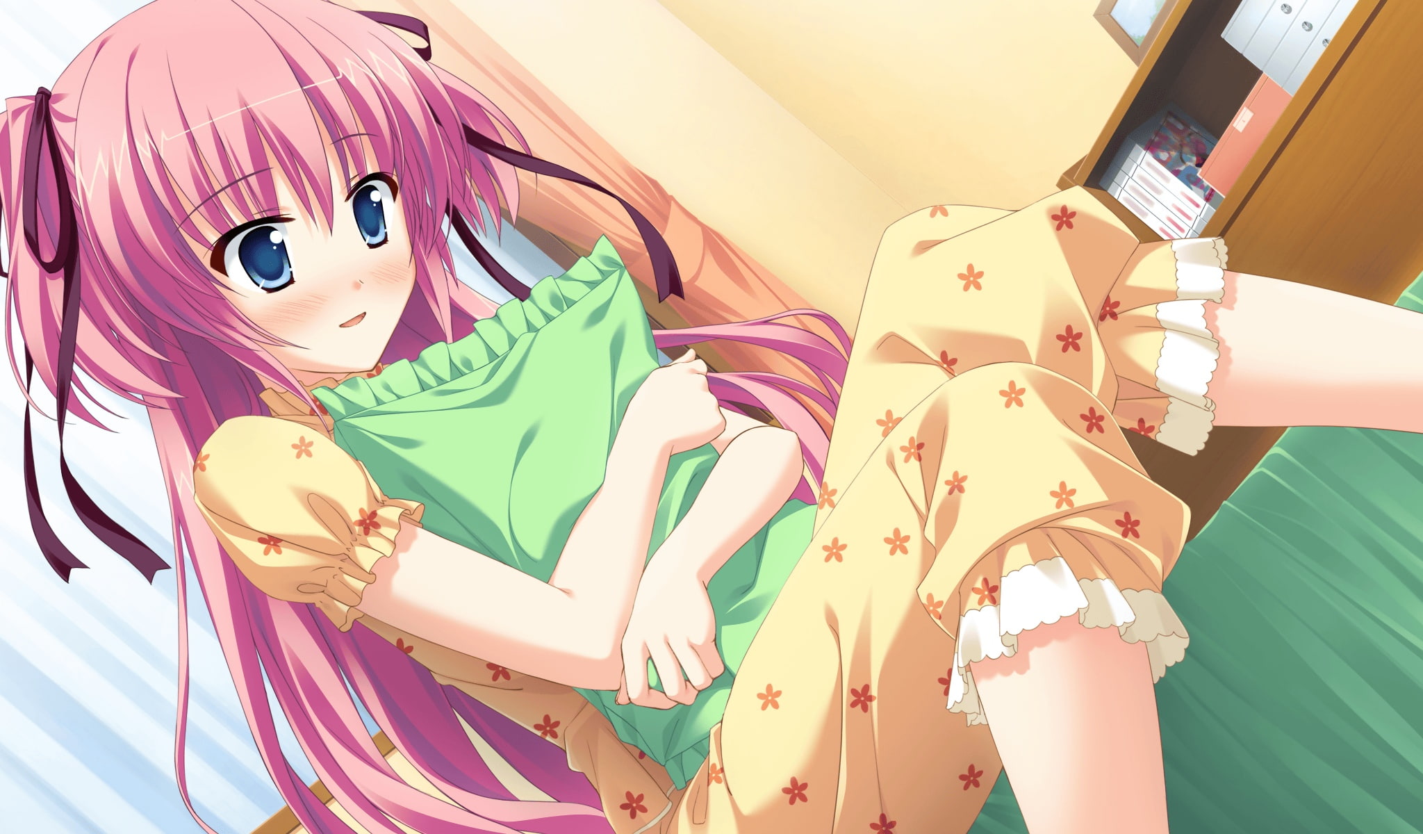 princess, yamakaze, rise, rousenin, pajamas, evangile, pink, hair, blush, 1080P, game, ran, HD Wallpaper