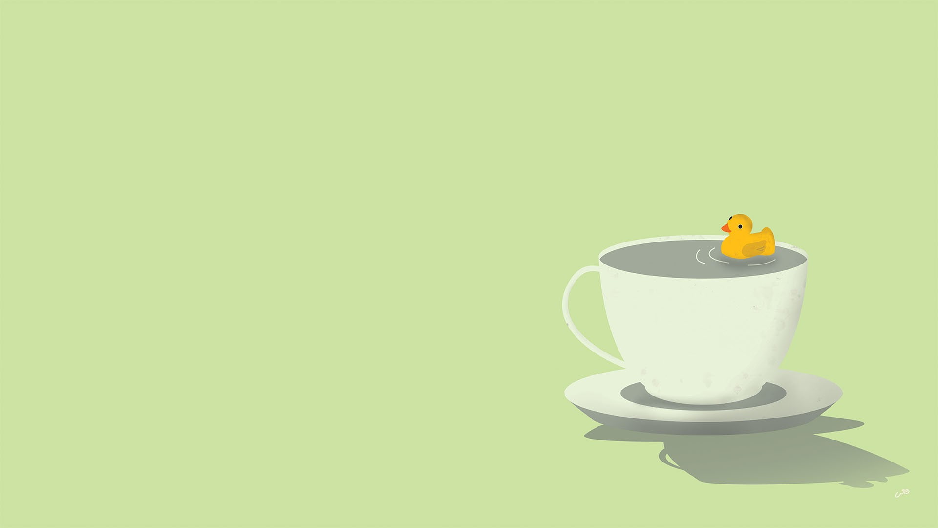 rubber ducks, cup, 1080P, artwork, HD Wallpaper