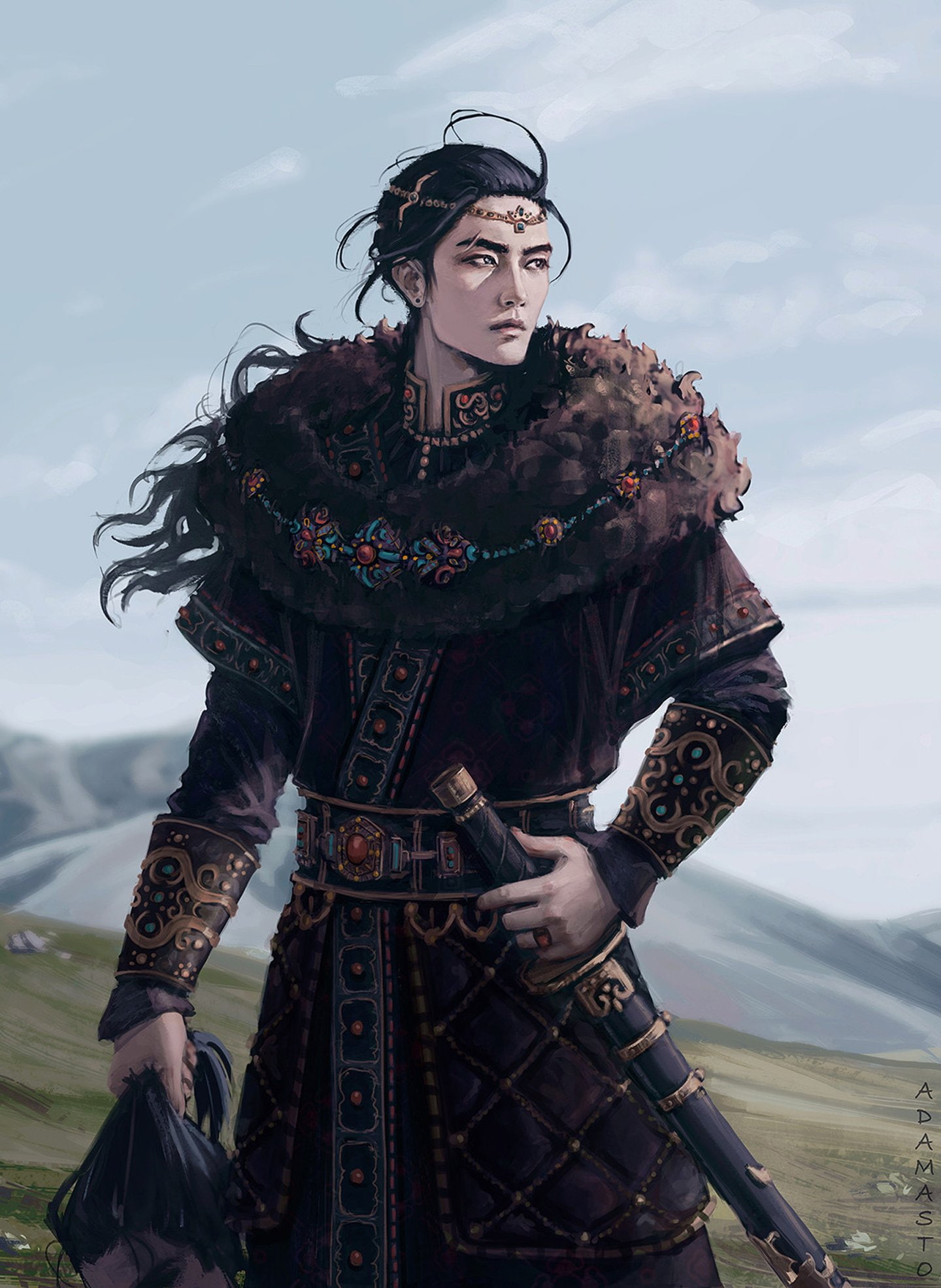 kseniia-tselousova, original, fantasy, mongol-s, illustration, mongols, art, digital, characters, artstation, 1080P, Phone HD Wallpaper