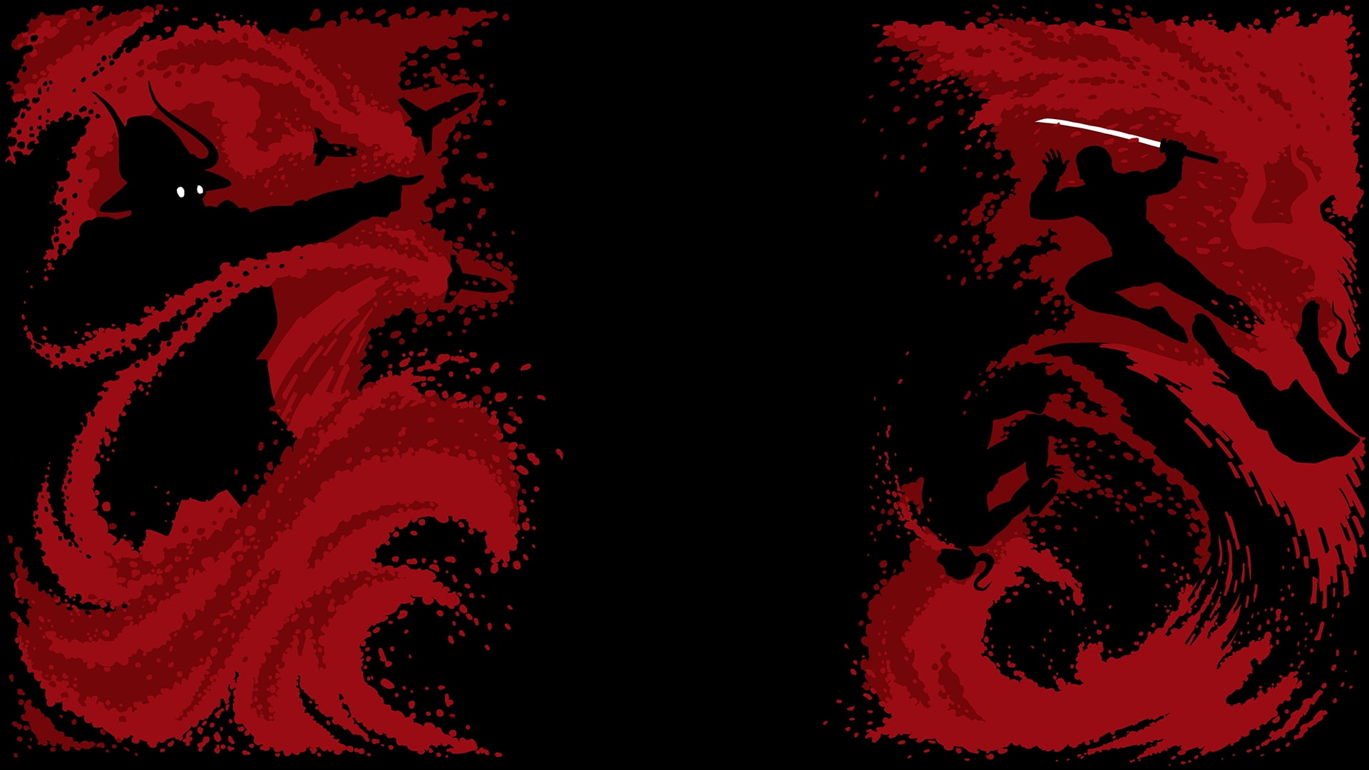 black, red, 1080P, samurai, HD Wallpaper