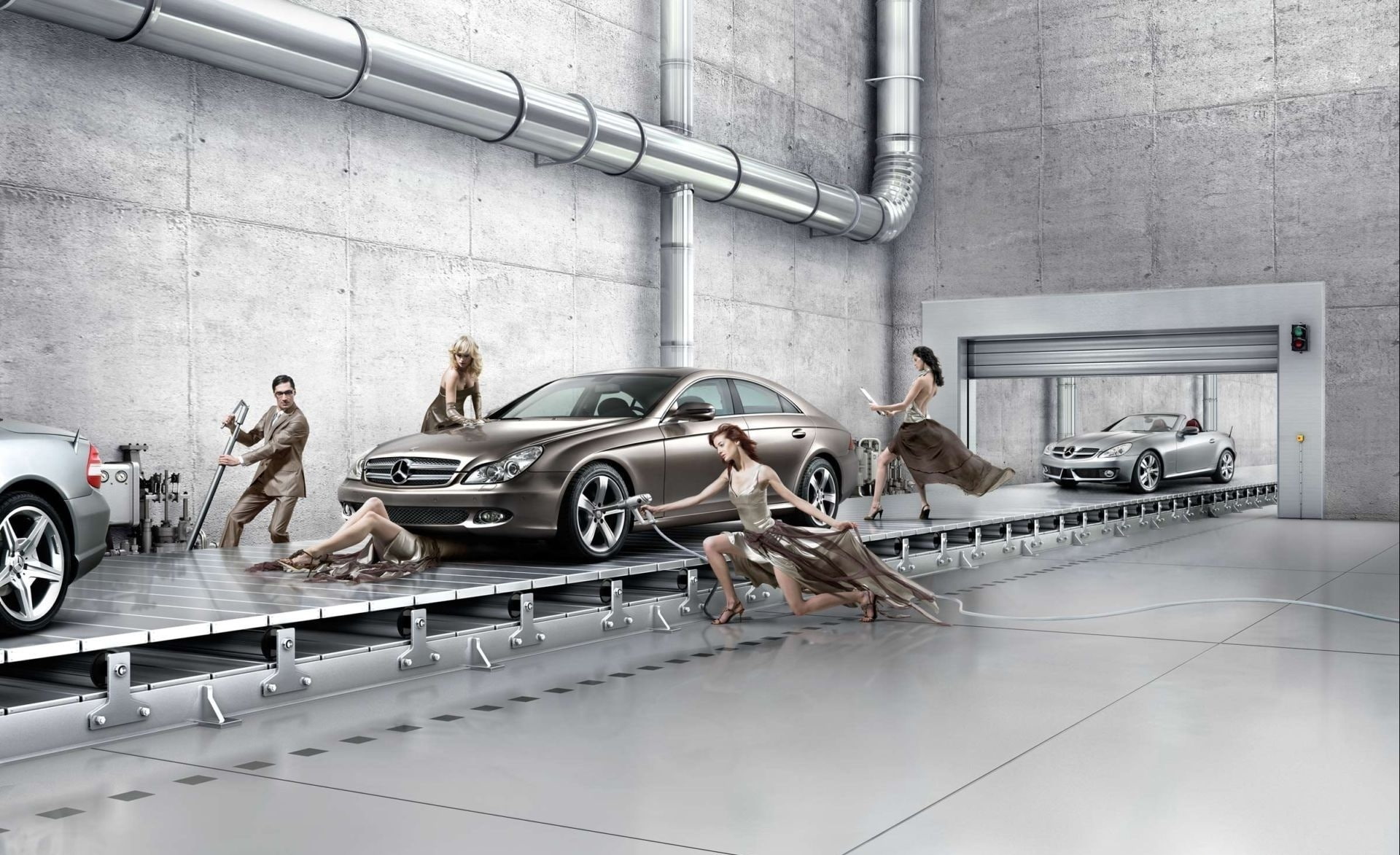 Line, men, women, day, young adult, Mercedes, built structure, tiled floor, leisure activity, people, Aero, Benz, mode of transportation, transportation, HD Wallpaper