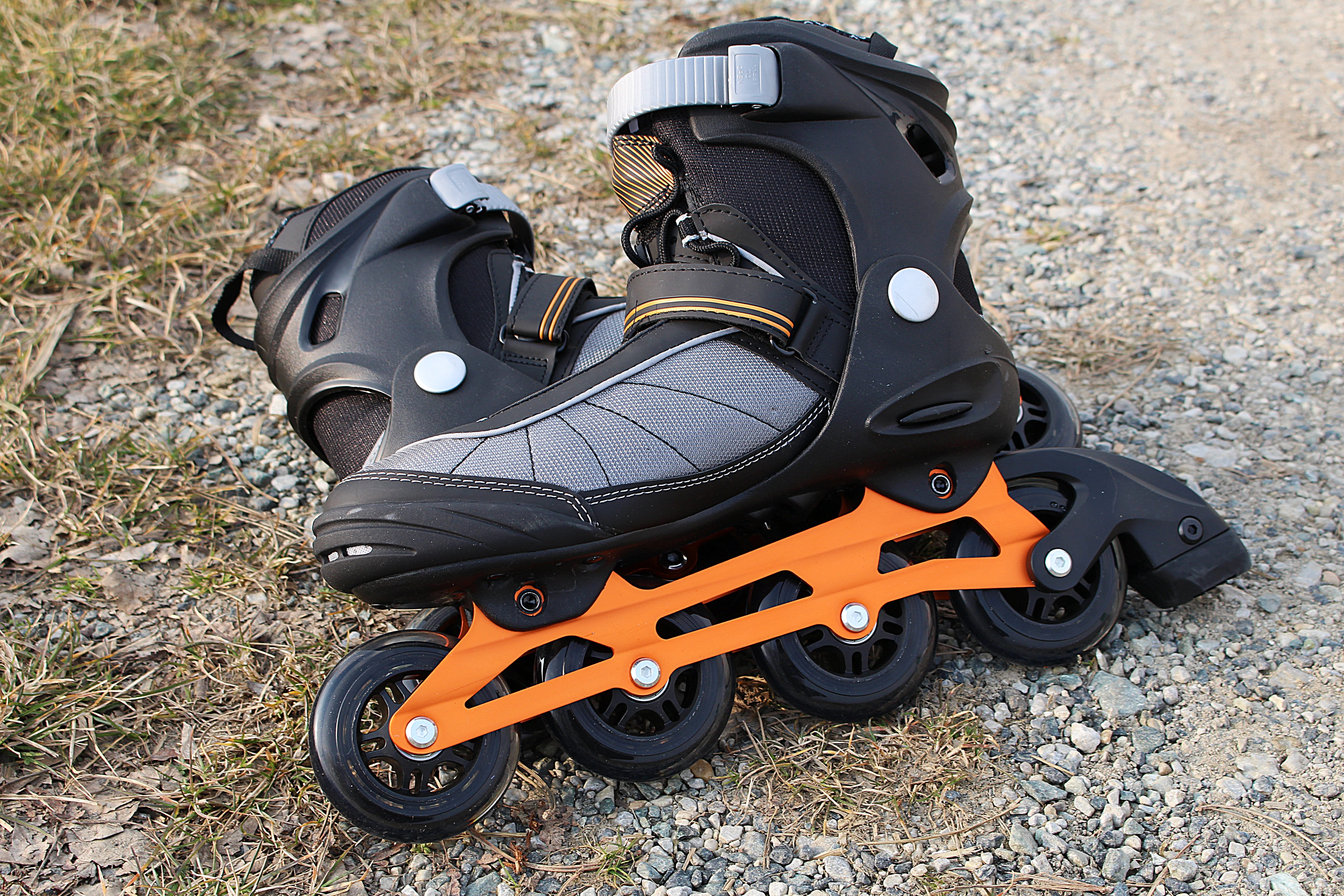 black color, plant, outdoors, day, 5K, weapon, field, close-up, transportation, rollerskates, nature, orange color, land, wheel, red, land vehicle, roller skates, HD Wallpaper
