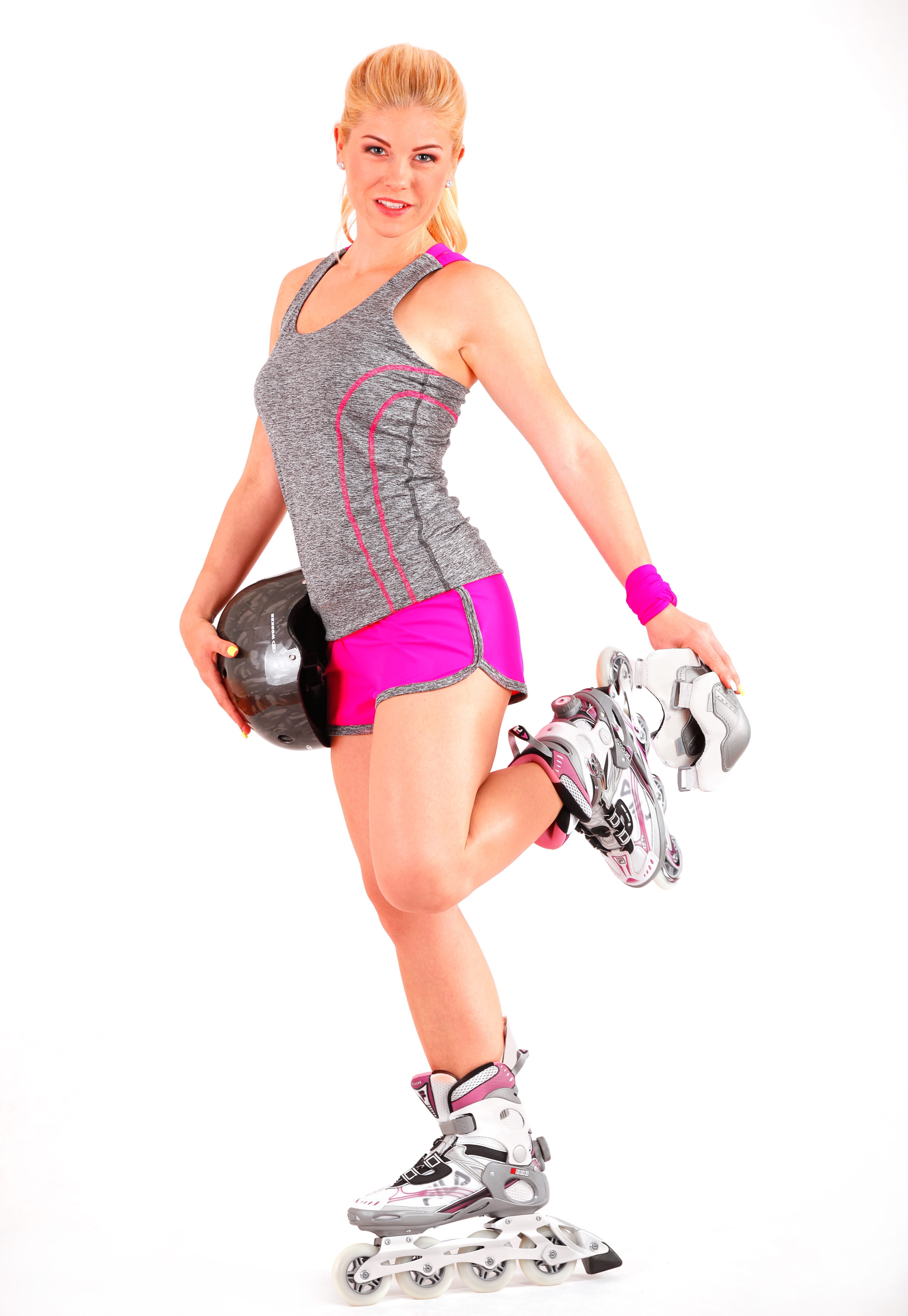only women, holding, white background, wearing, sports shoe, white, exercising, pre-adolescent child, young adult, adult, cut out, portrait, women, blonde, Phone HD Wallpaper