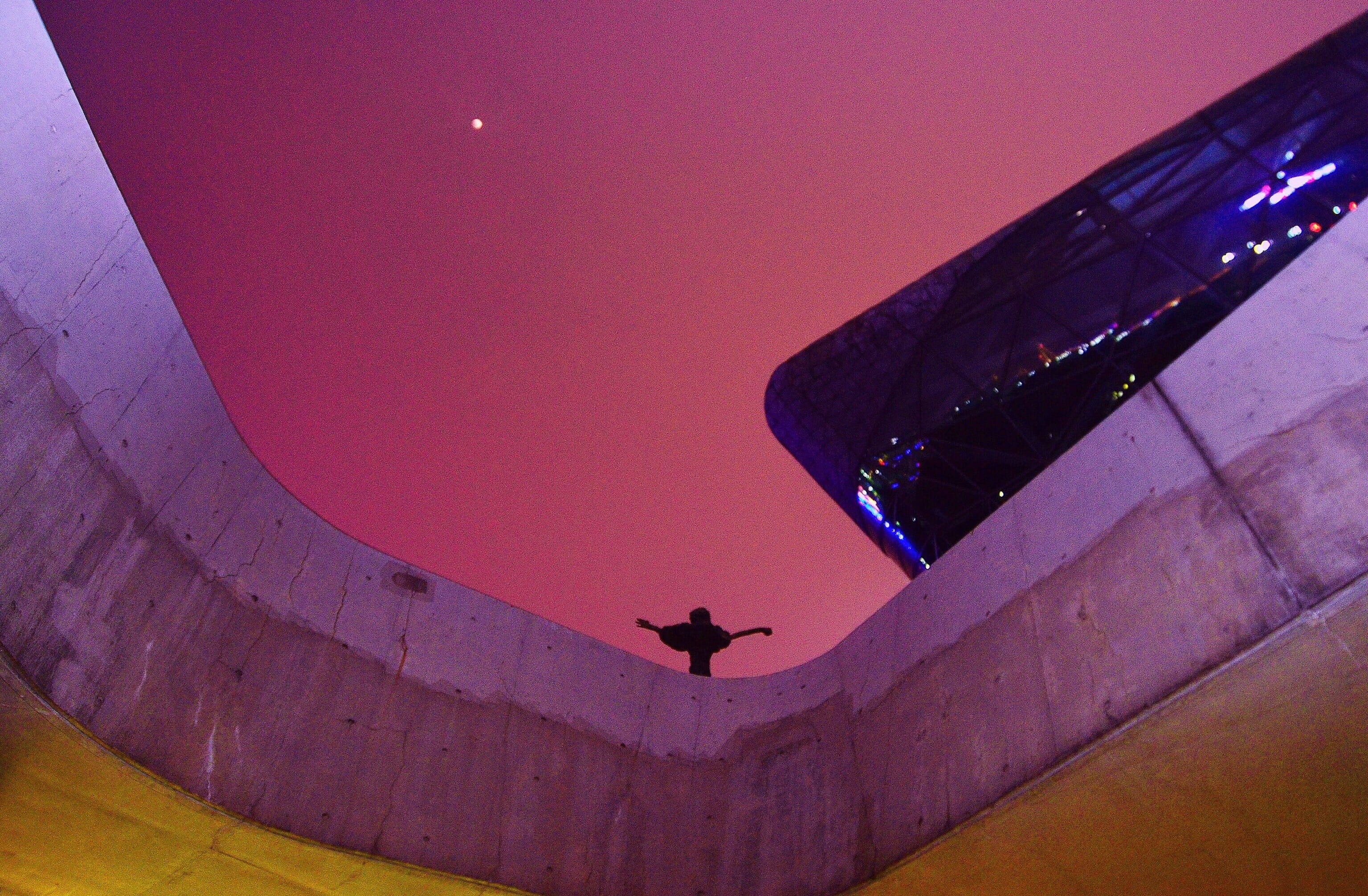 architecture, building exterior, silhouette, nature, leisure activity, one person, china, purple, guangzhou shi, built structure, outdoors, s 303 hua nan kuai su, HD Wallpaper