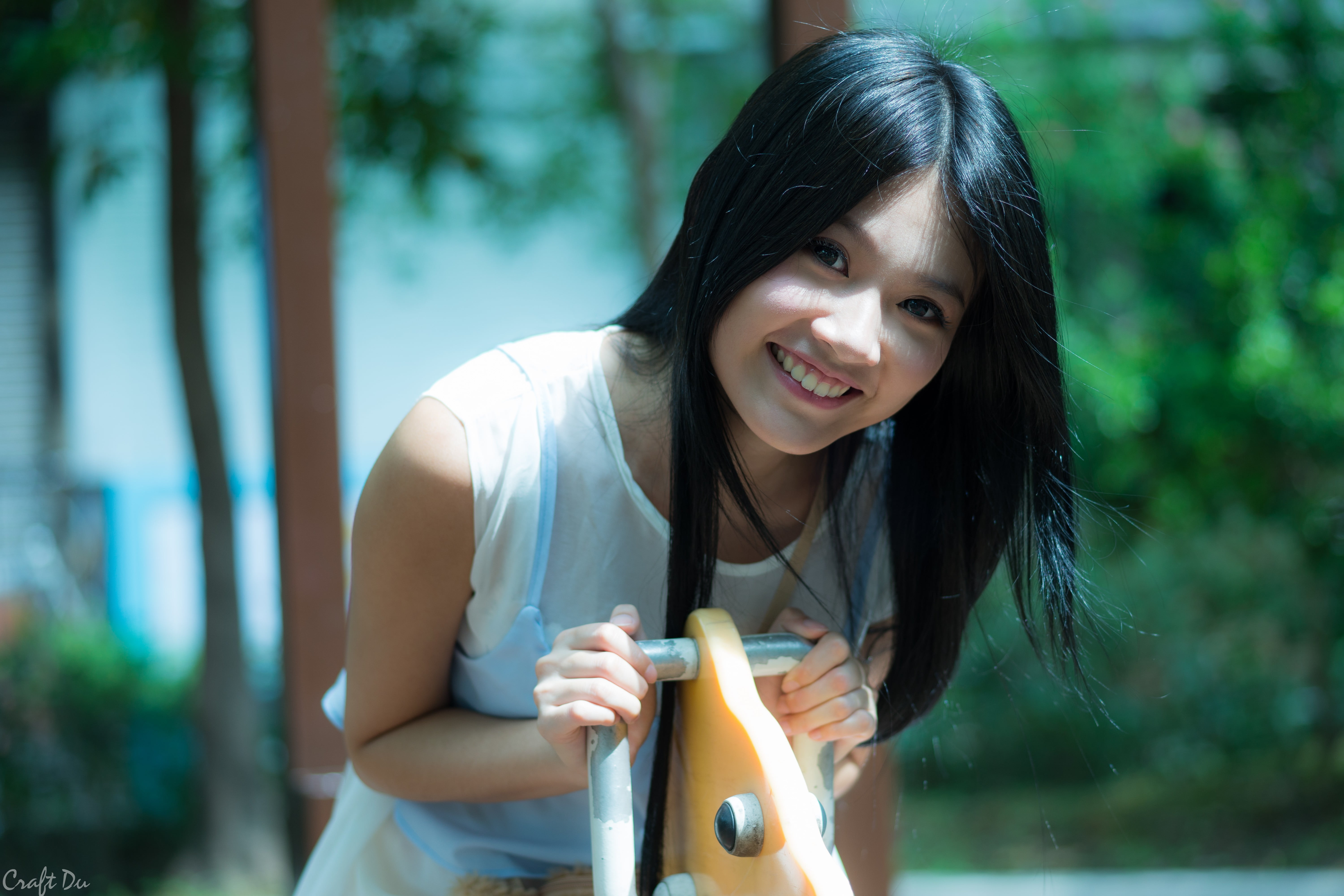 Asian, nature, focus on foreground, casual clothing, outdoors, children, lifestyles, young women, smiling, looking at camera, young adult, one person, 5K, HD Wallpaper