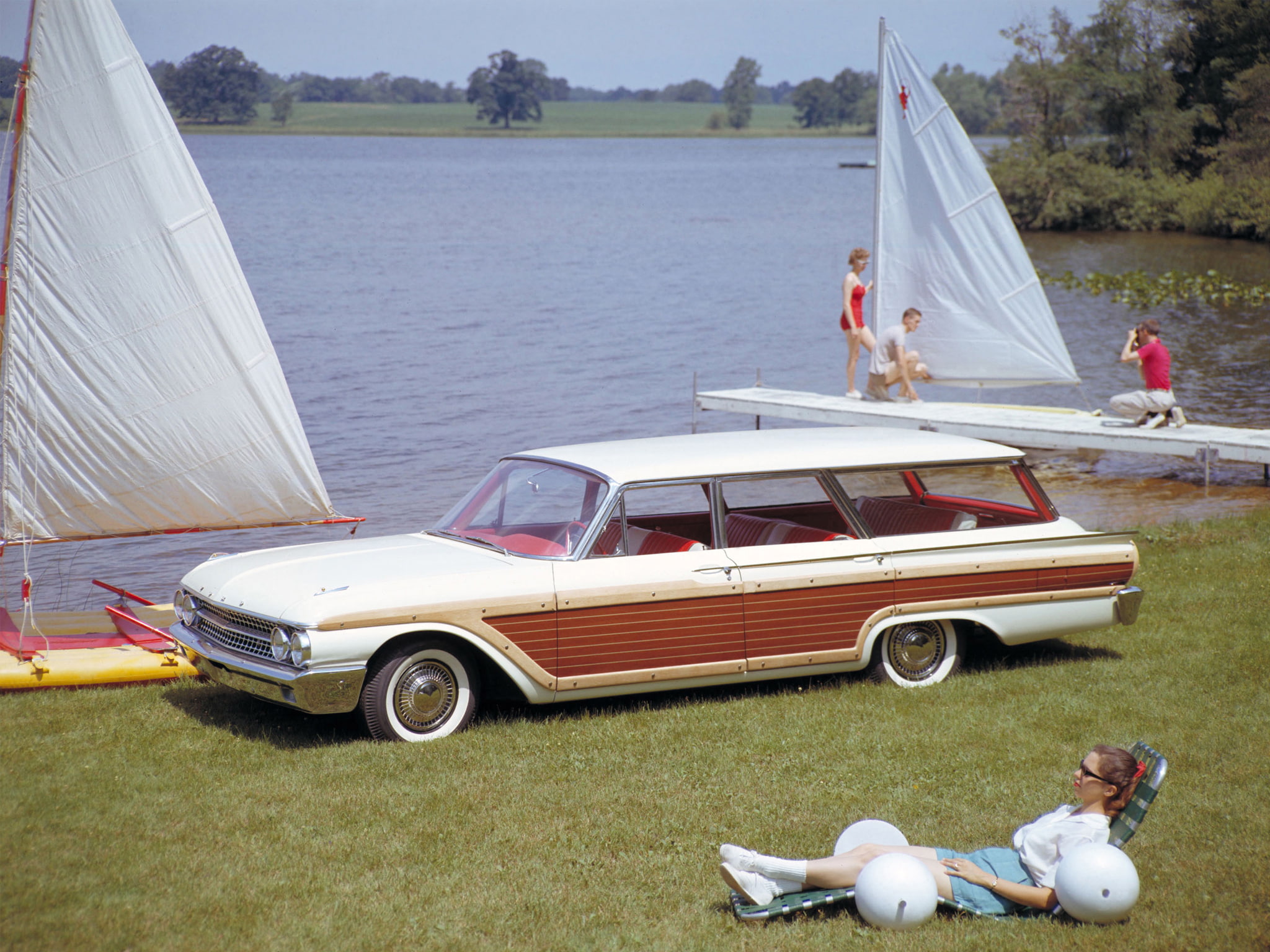 galaxie, classic, stationwagon, squire, country, 1961, 1080P, ford, HD Wallpaper