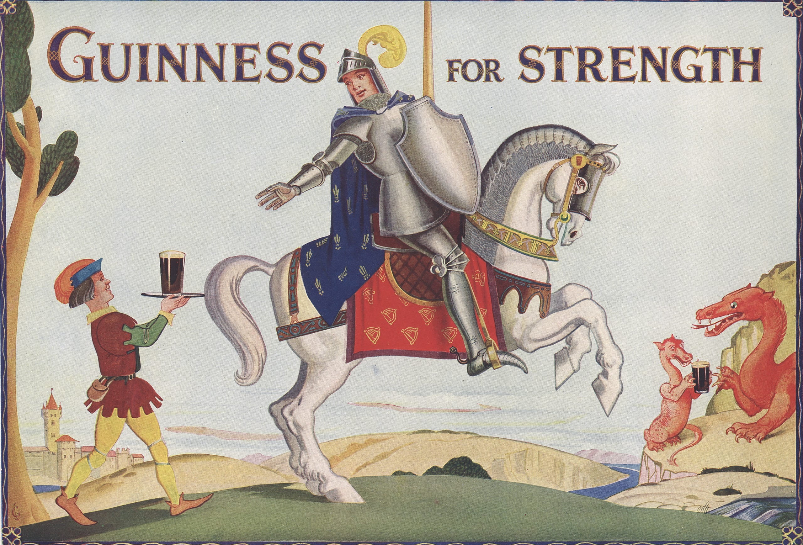 vintage, Guinness, dragon, 2K, advertisements, knight, beer, Squire, HD Wallpaper