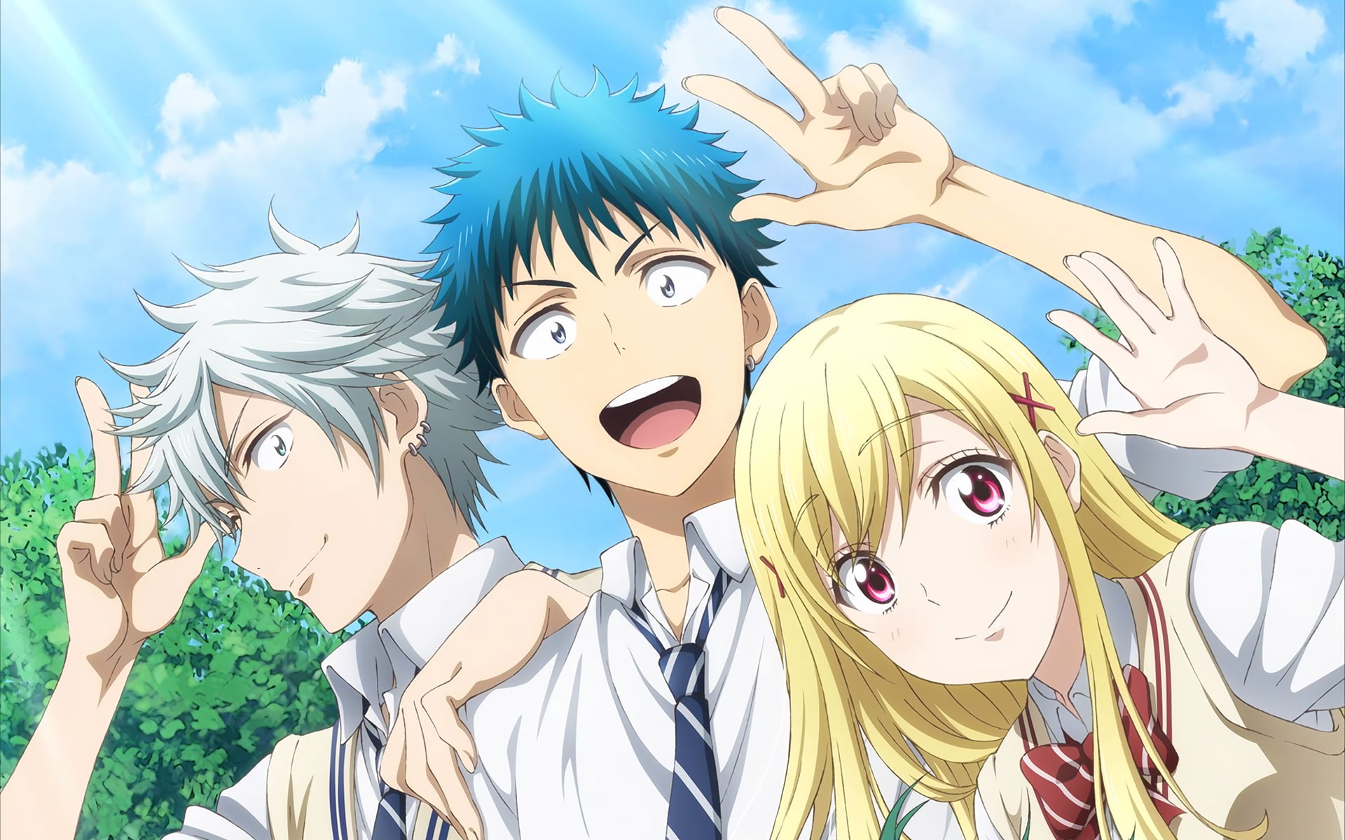 1080P, Toranosuke Miyamura, Urara Shiraishi, Anime, Ryu Yamada, Yamada-kun and the Seven Witches, HD Wallpaper