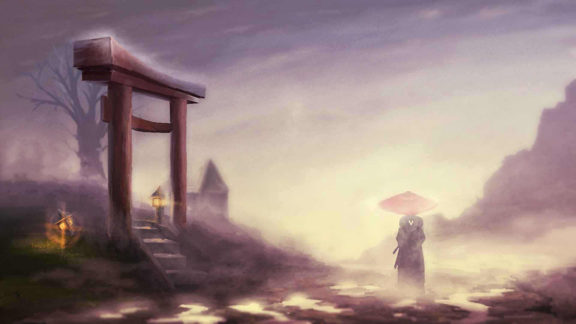 1080P, landscape, Champloo, samurai, fog, Gates, Jin, HD Wallpaper