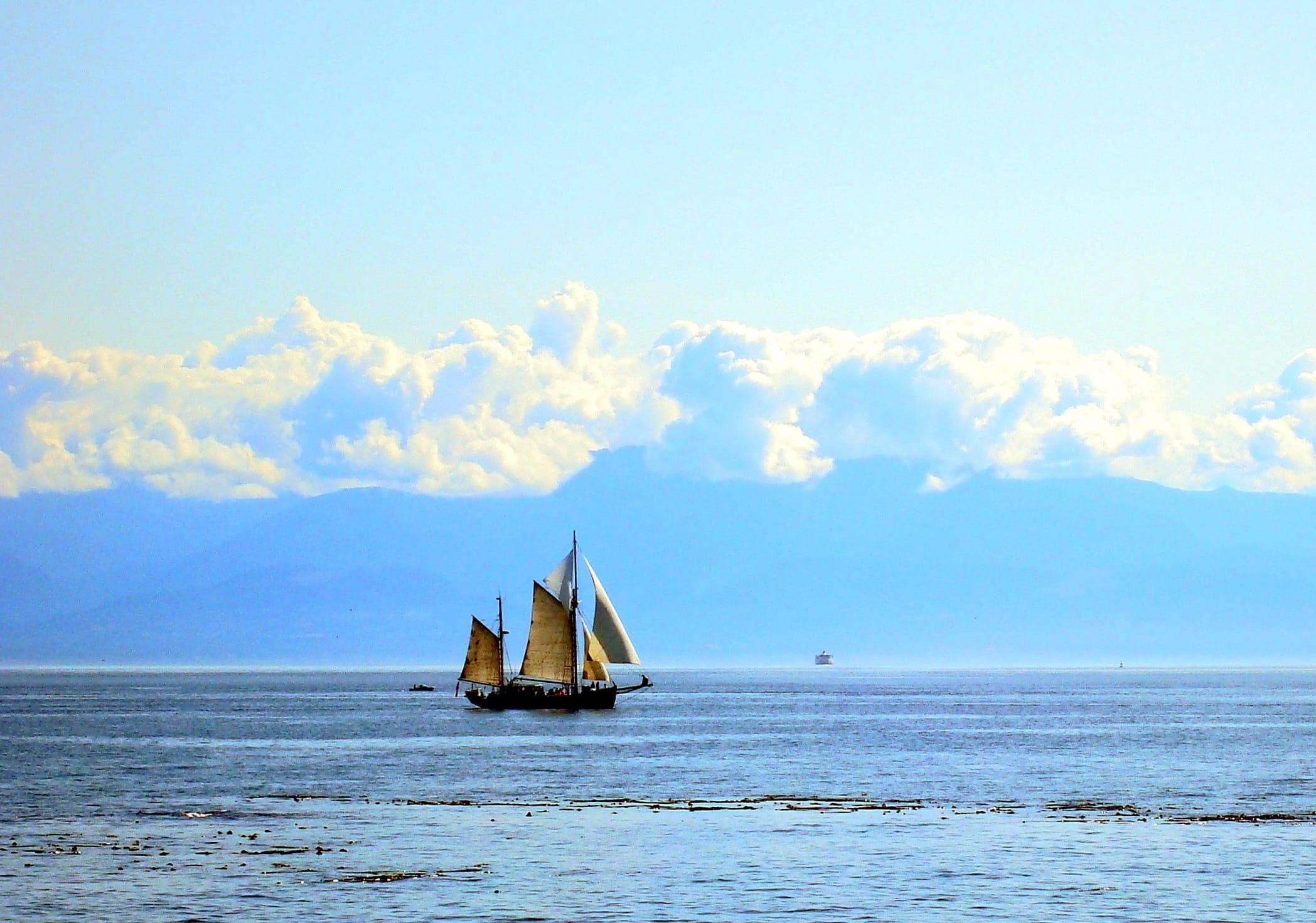 transportation, Clipper, scenics - nature, outdoors, Ocean, cloud - sky, near, horizon, waterfront, brown, nautical Vessel, color Image, beauty in nature, HD Wallpaper