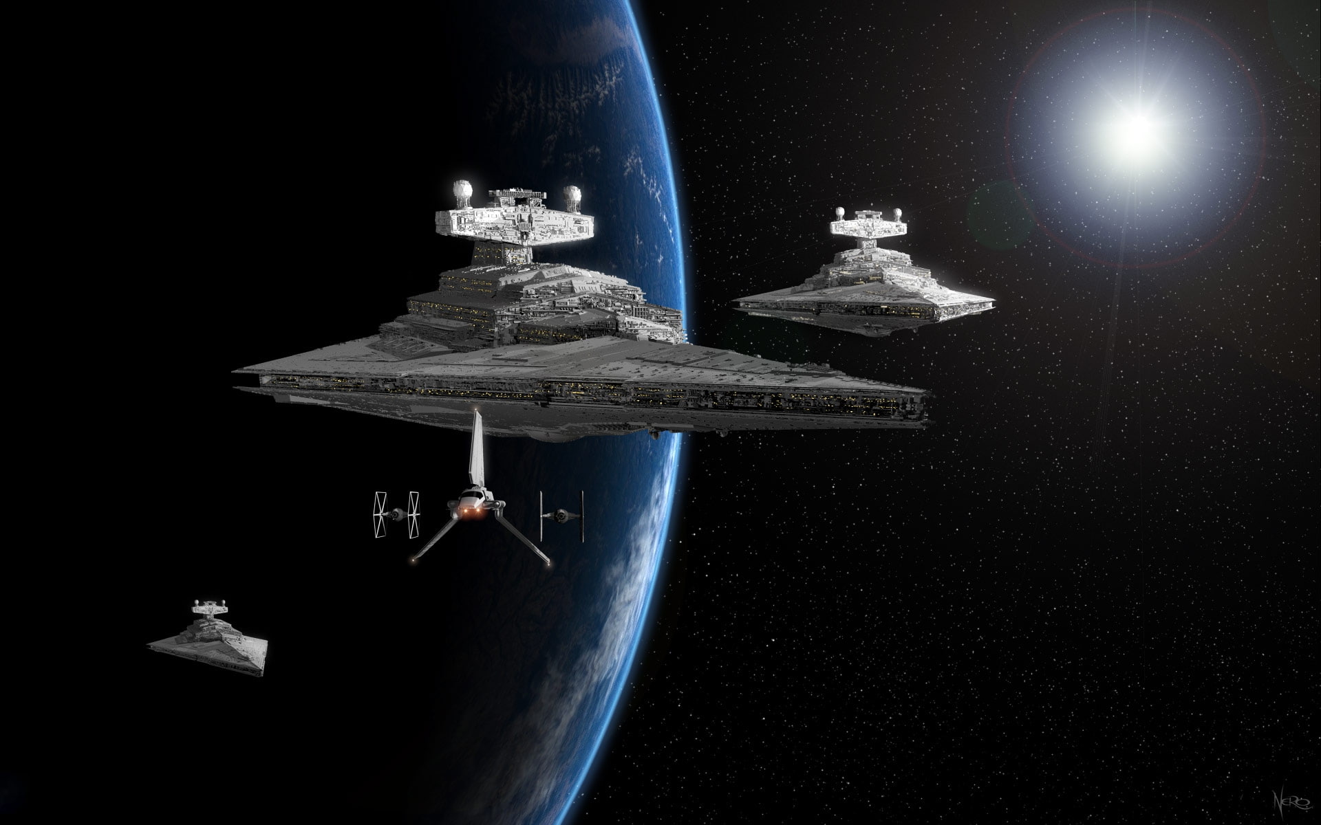 imperial, star, video, Impreial, games, art, wars, Star Wars, shuttle, Star Destroyer, hd, 1080P, HD Wallpaper