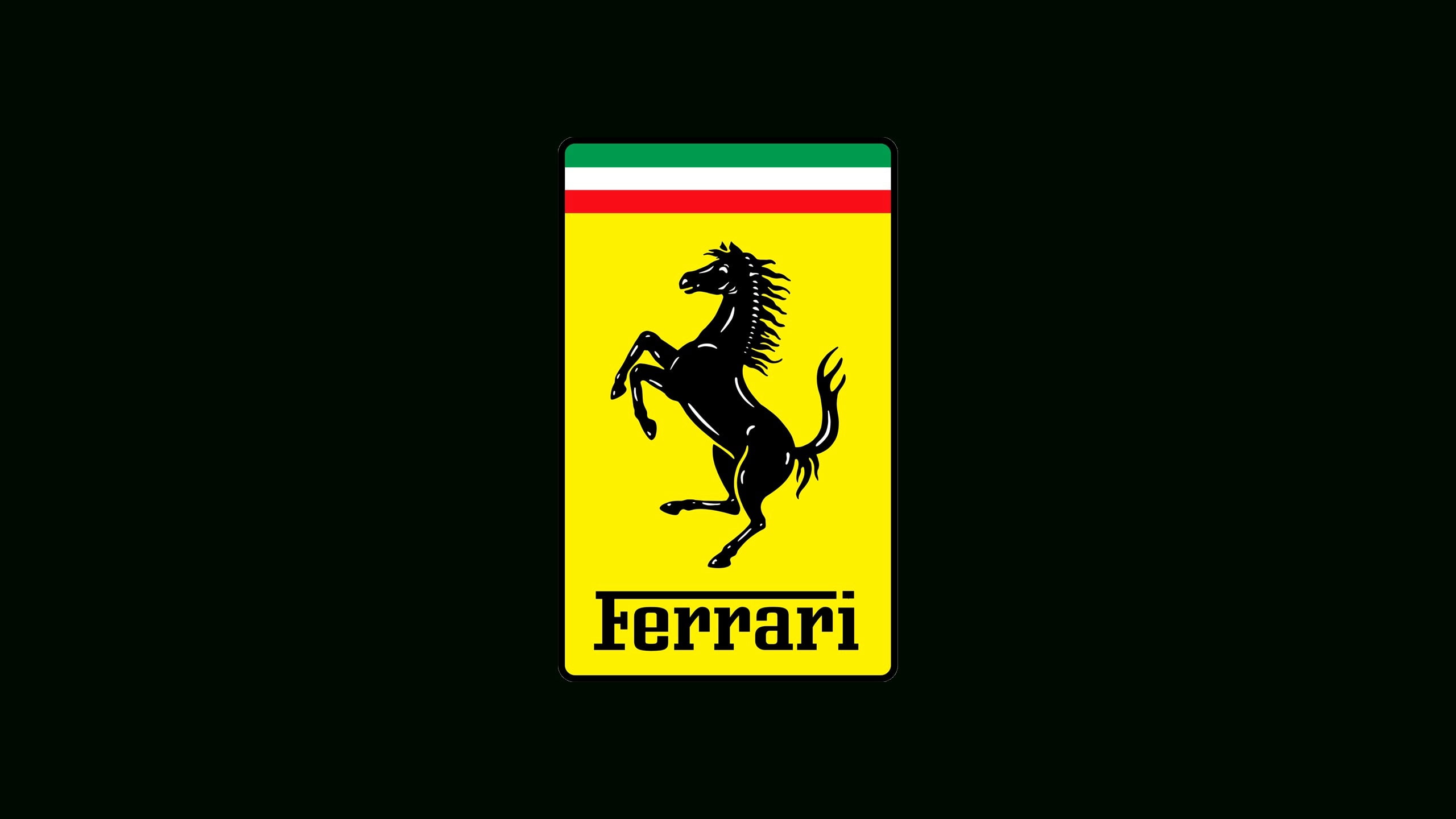 black, Ferrari, stallion, logo, 2K, HD Wallpaper