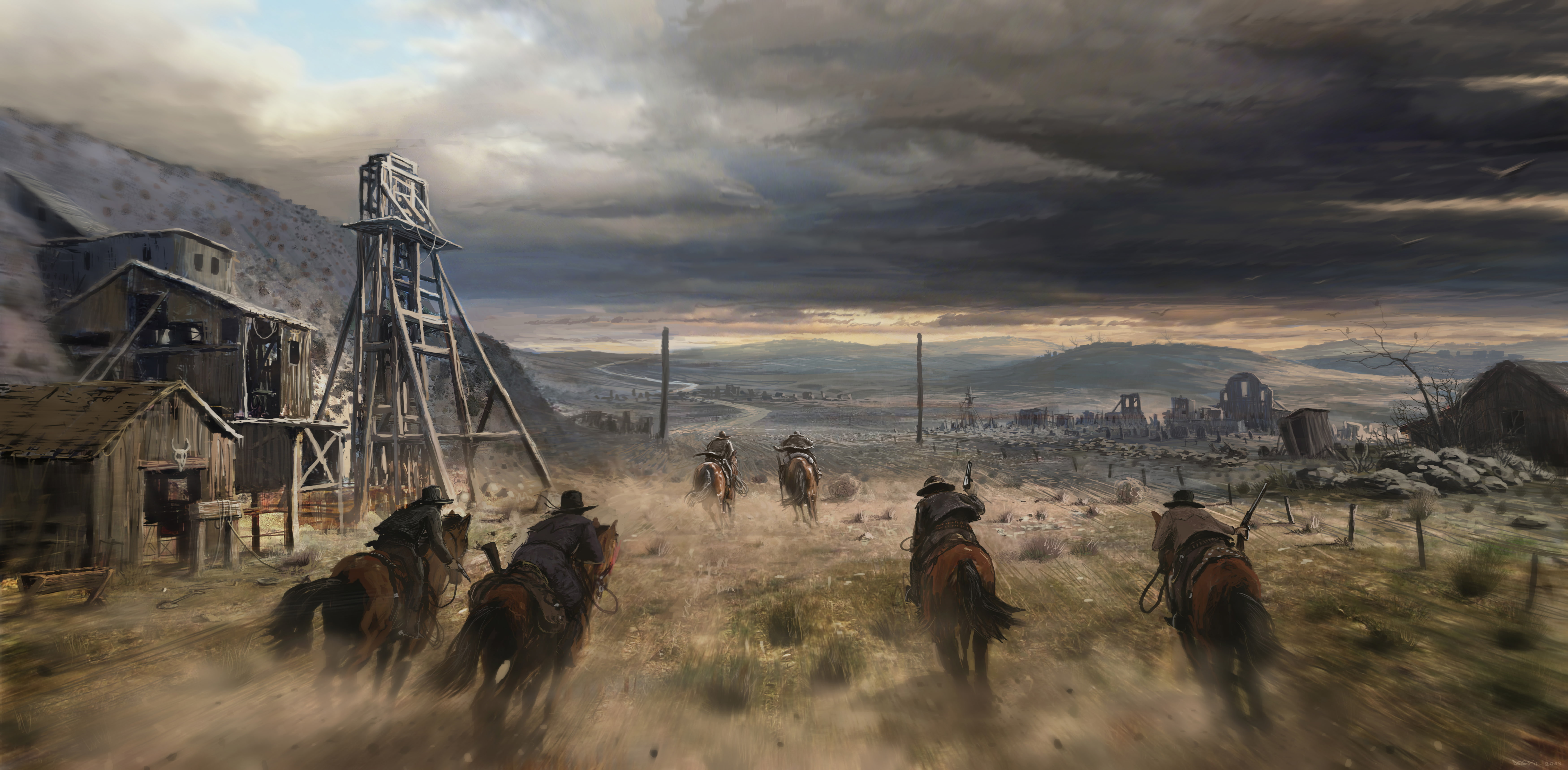 Warrior, 5K, Cowboy, Horse, Fantasy, Western, HD Wallpaper