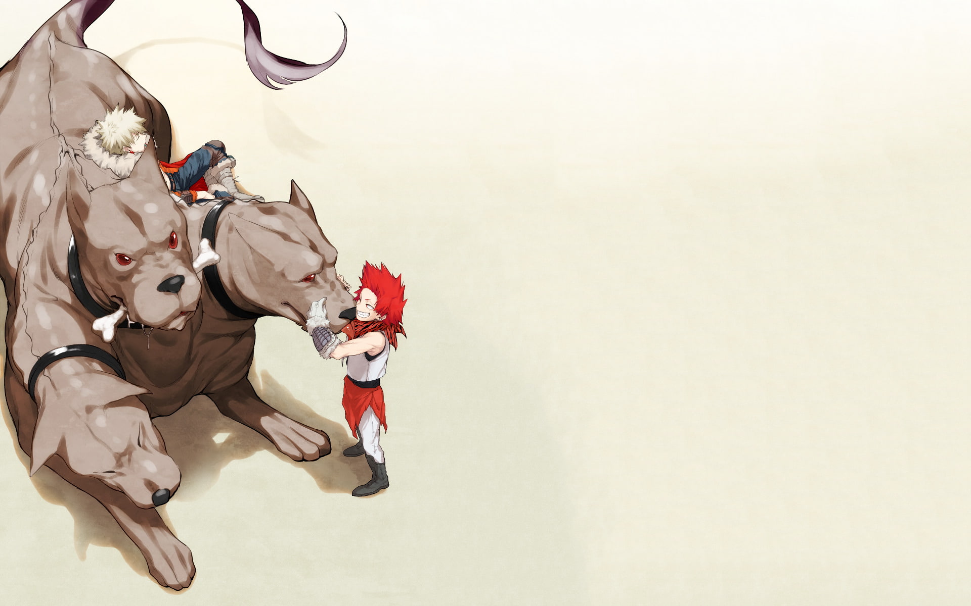 studio shot, horse, mammal, art and craft, My Hero Academia, people, animal wildlife, celebration, copy space, Cerberus, representation, Katsuki Bakugou, HD Wallpaper