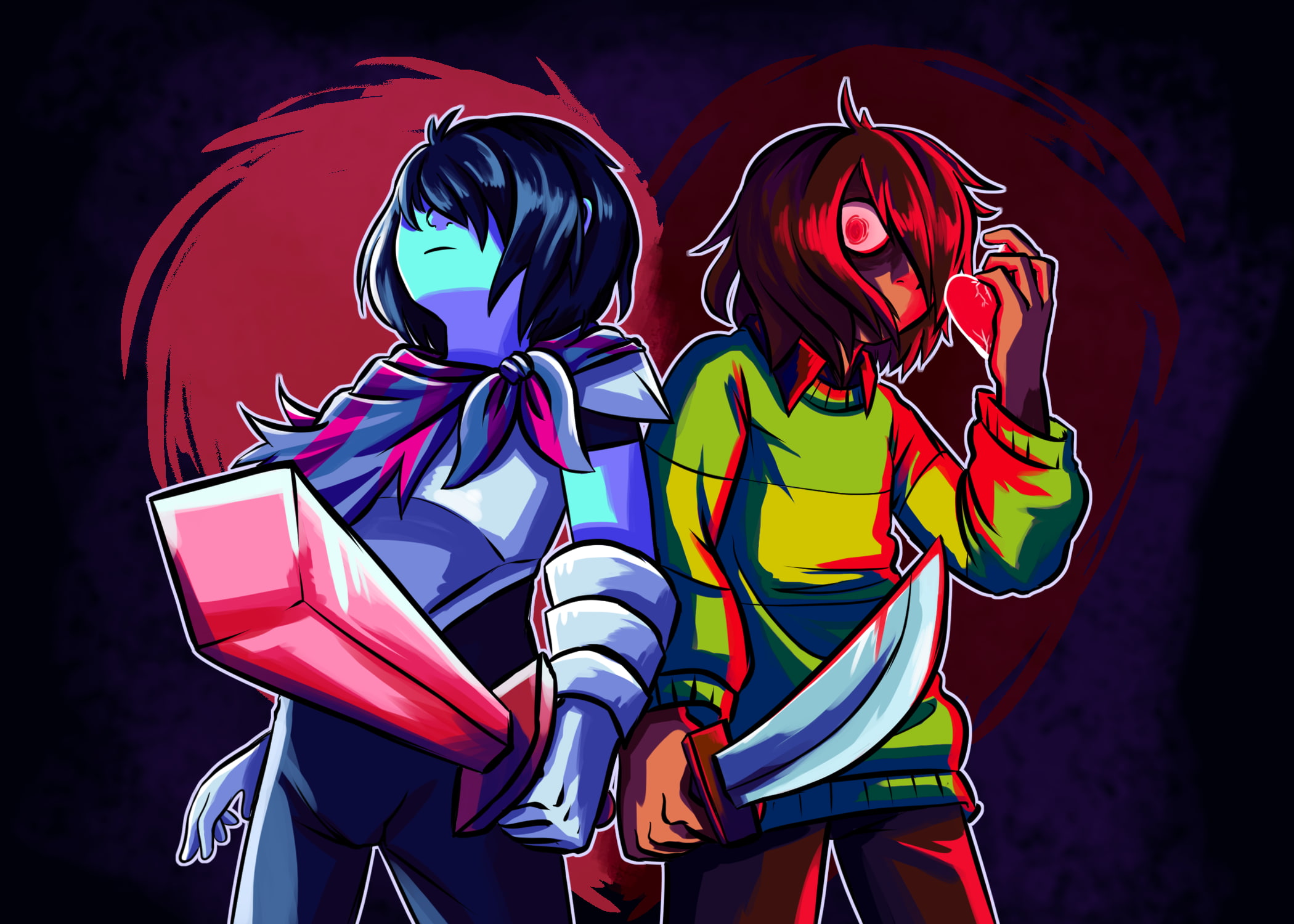 Kris (deltarune), Deltarune, Chara (Undertale), Video Game, 1080P, HD Wallpaper