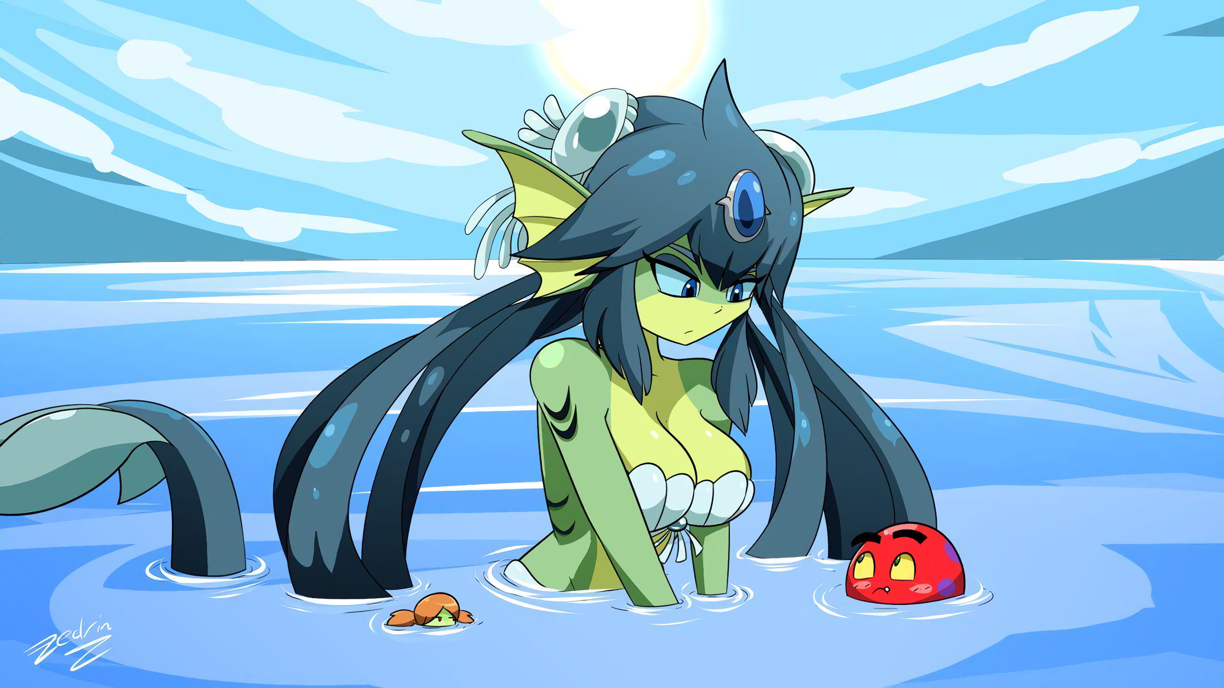 Giga Mermaid, water, Shantae, Shantae: Half-Genie Hero, anime girls, monster girl, mermaids, 1080P, HD Wallpaper