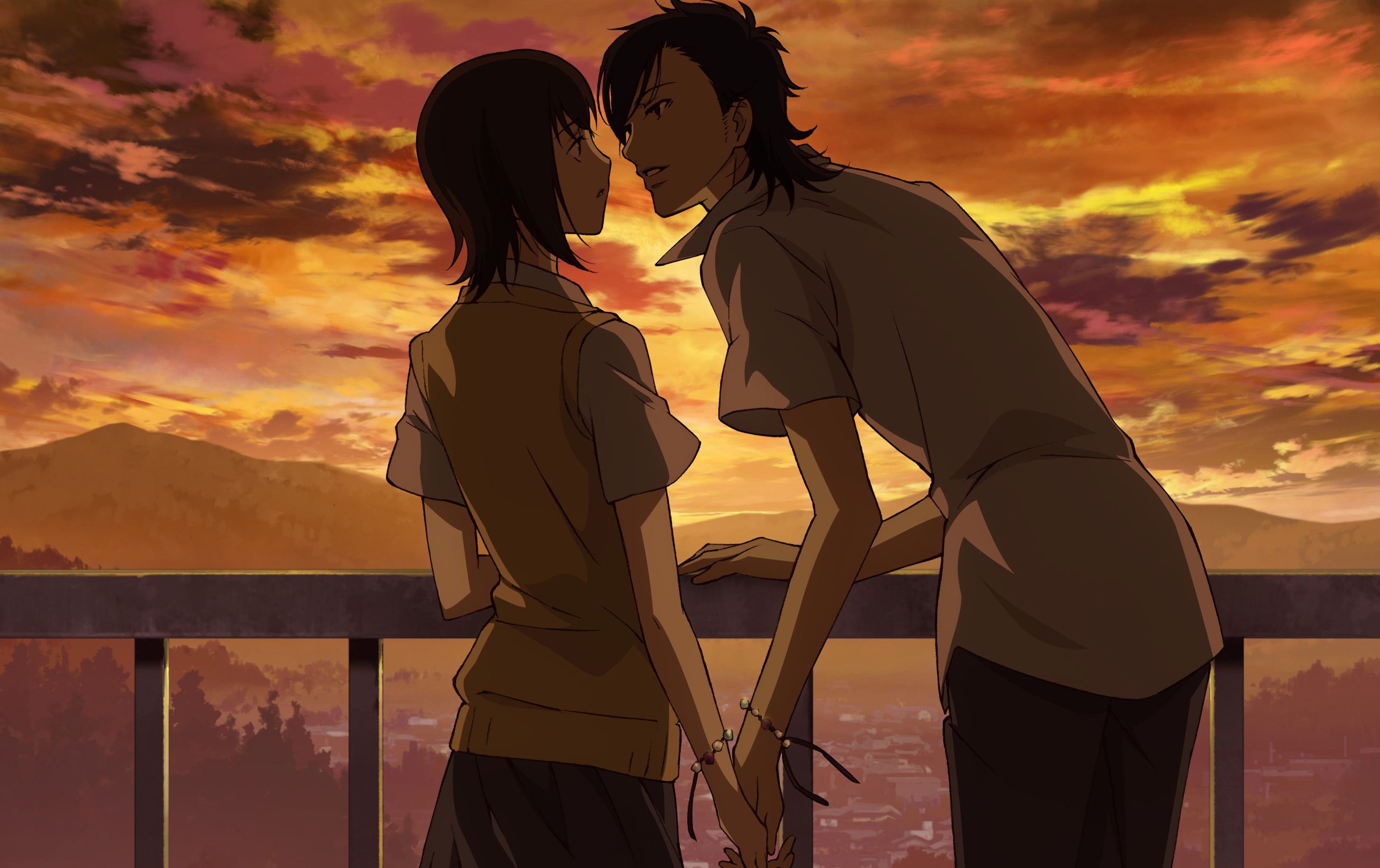 two People, pair, young Adult, Kurosawa Yamato, females, female, males, clouds, male, young women, people, standing, Say I love you, landscape, couple - Relationship, HD Wallpaper