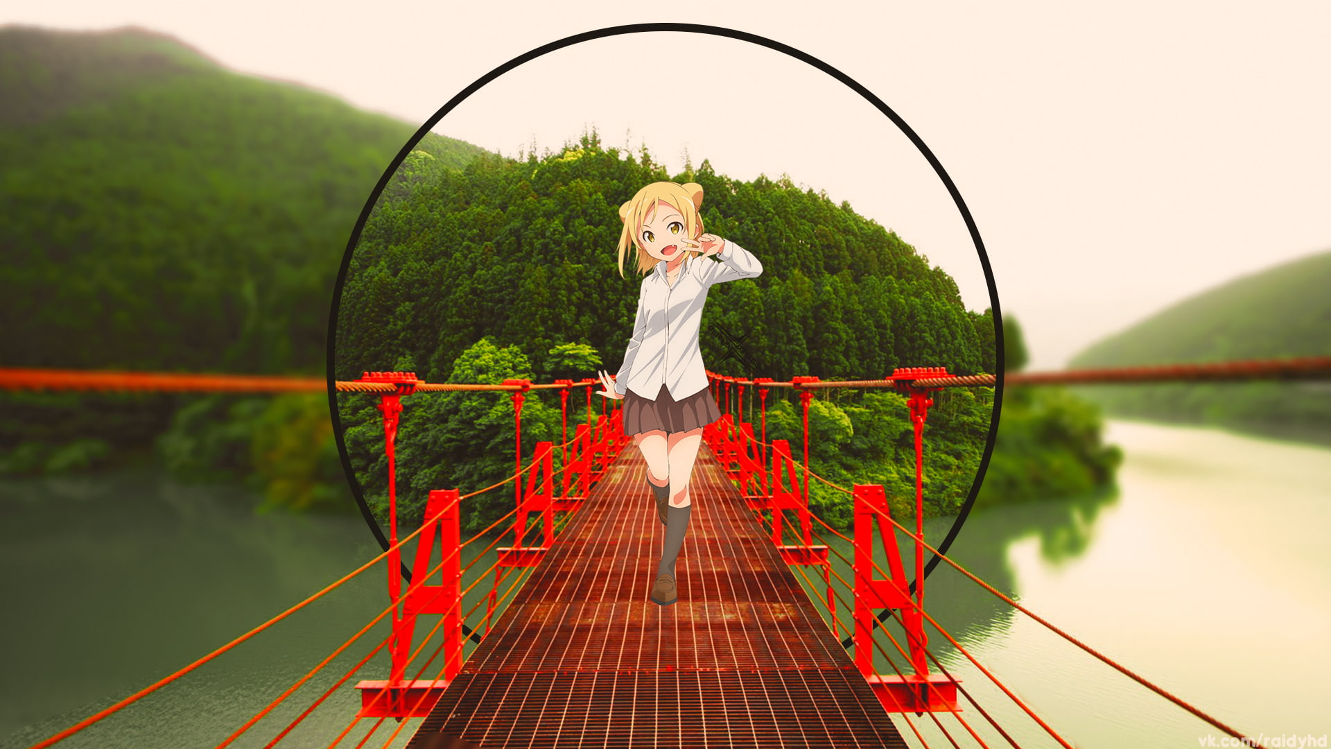 young adult, anime girls, Demi-chan wa Kataritai, women, outdoors, lifestyles, young women, full length, standing, plant, Takanashi Hikari, one person, HD Wallpaper