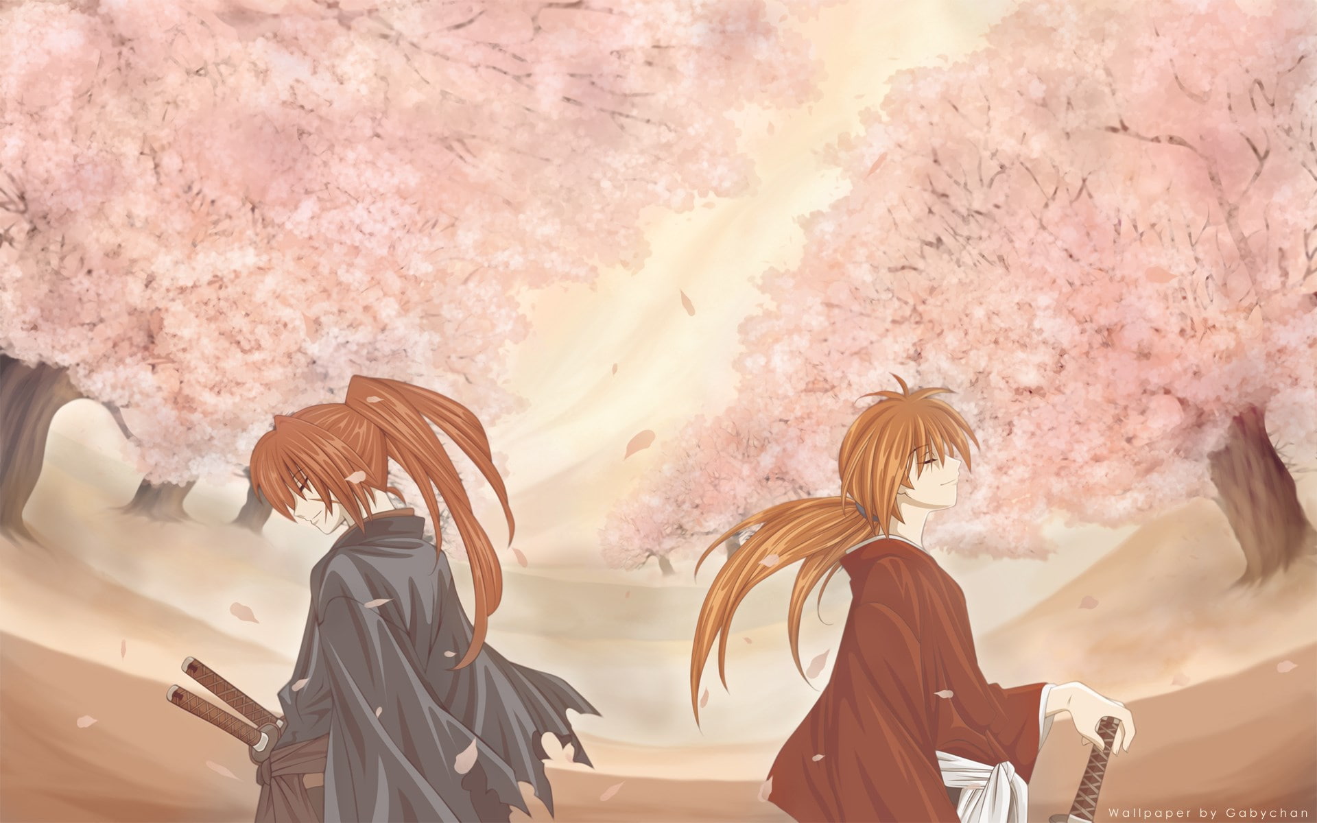 people, hairstyle, sky, beauty in nature, lifestyles, casual clothing, flower, rear view, men, women, outdoors, rurouni kenshin, real people, 1080P, togetherness, HD Wallpaper