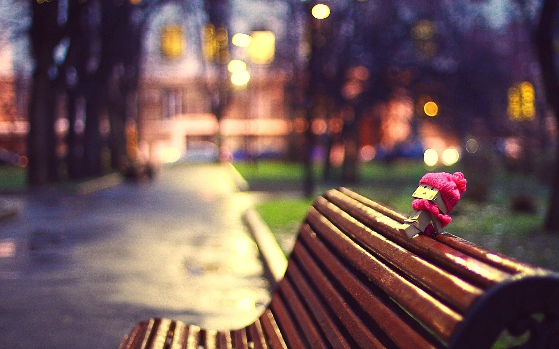 Danbo, park, 1080P, HD Wallpaper