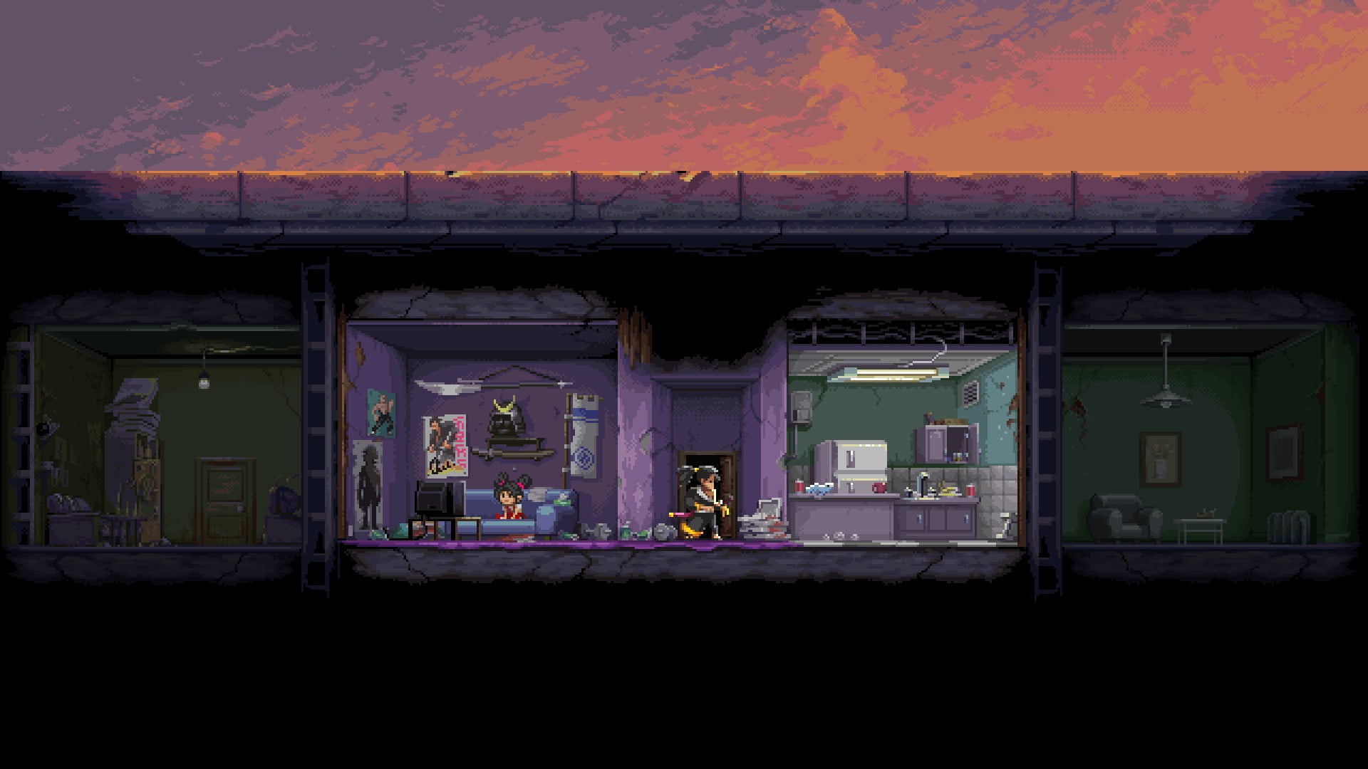 video games, Katana Zero, screen shot, pixelated, 1080P, HD Wallpaper