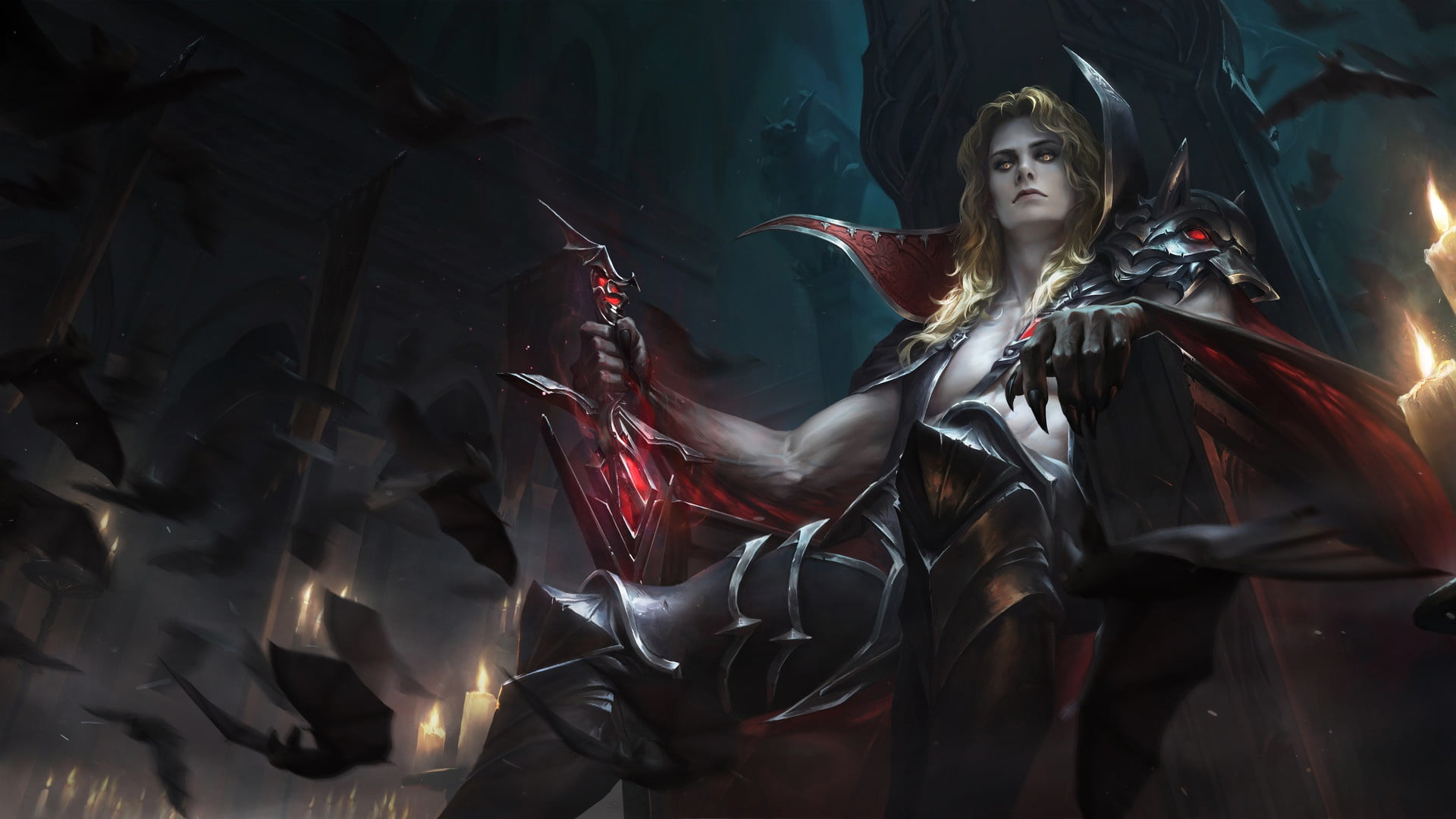 the throne, fantasy, XiaoGuang Sun, 1080P, art, Legend of Ace - Bloody Baron_Mogura, HD Wallpaper