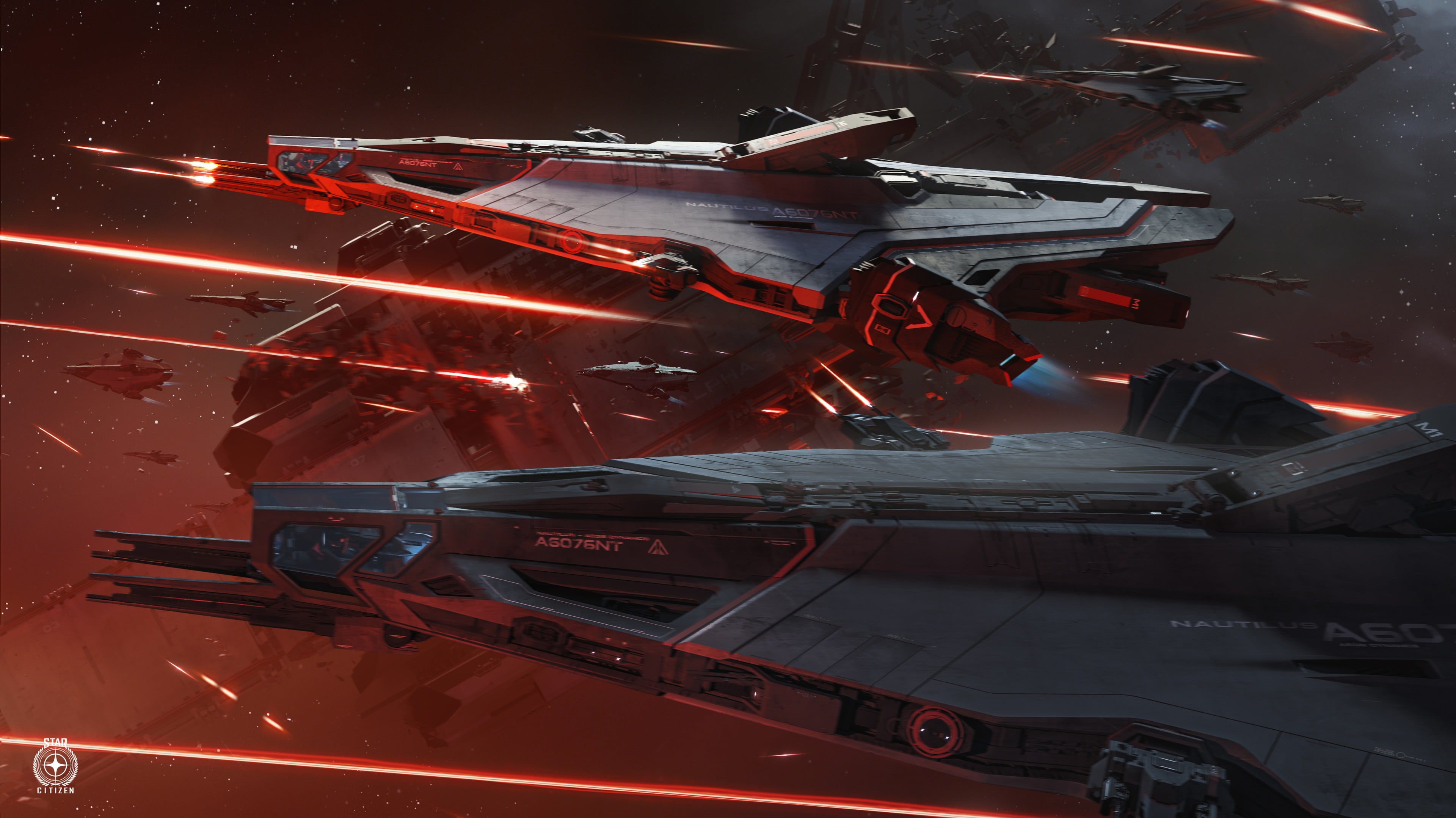 render, 4K, Nautilus (Star Citizen), digital art, spaceship, PC gaming, Aegis Dynamics, vehicle, Star Citizen, HD Wallpaper