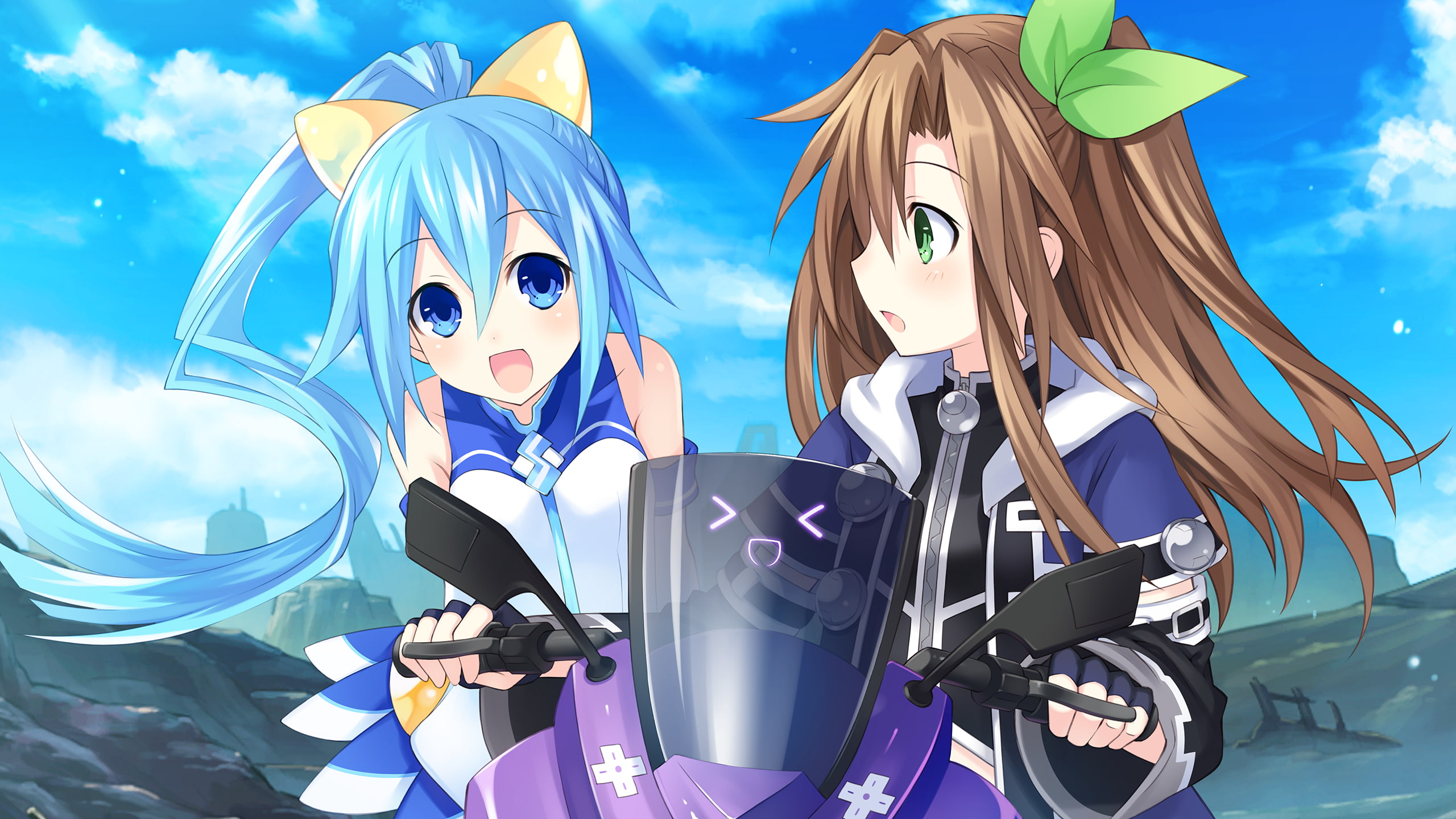 day, 2K, nature, Hyperdimension Neptunia, females, Superdimension Neptune, girls, blue, women, boys, sister, lifestyles, two people, childhood, Tsunako, HD Wallpaper