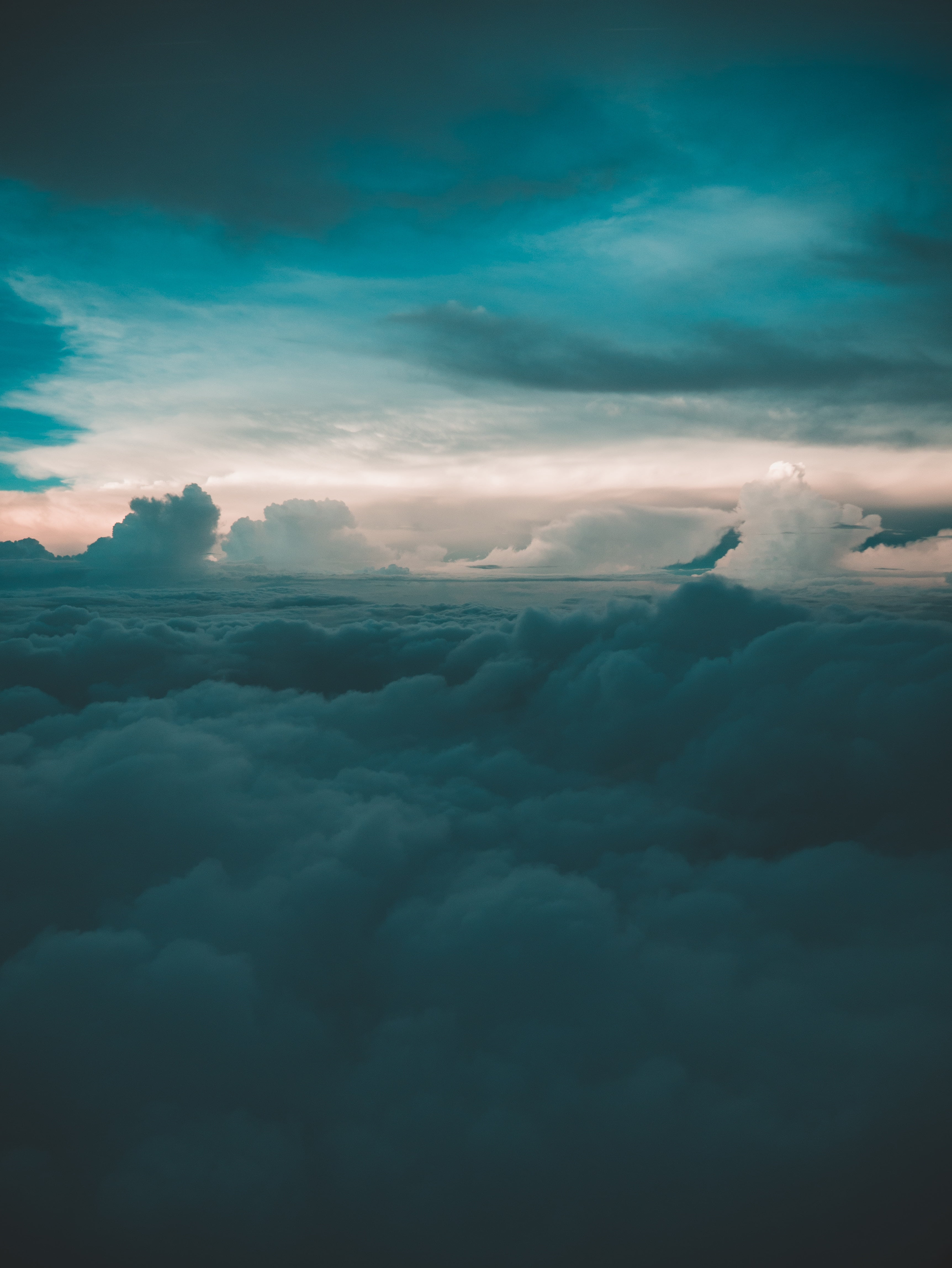 sky, cloudscape, beauty in nature, aerial view, scenics - nature, fluffy, softness, idyllic, outdoors, meteorology, clots, no people, nature, 4K, overcast, Phone HD Wallpaper