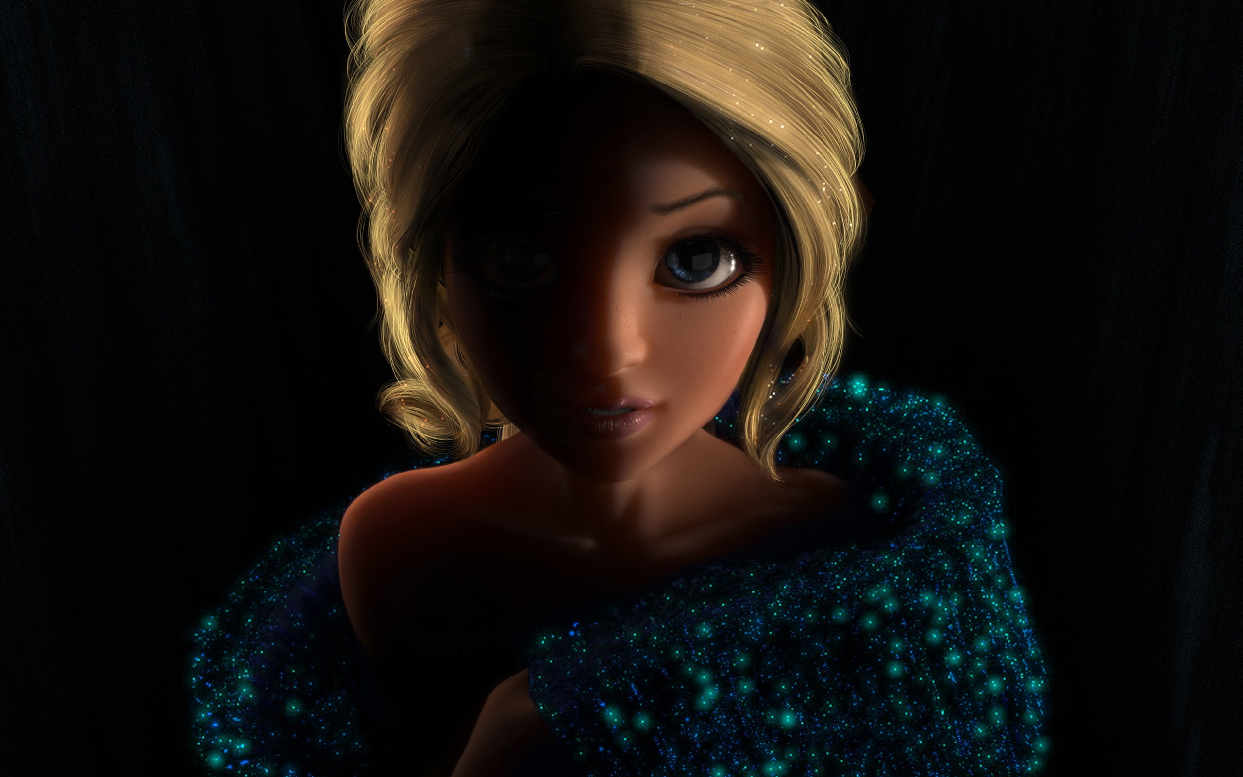 Hair, 3D, sketch, 2K, Girl, d, frozen, Rendering, Big, elsa, Eyes, Golden, HD Wallpaper