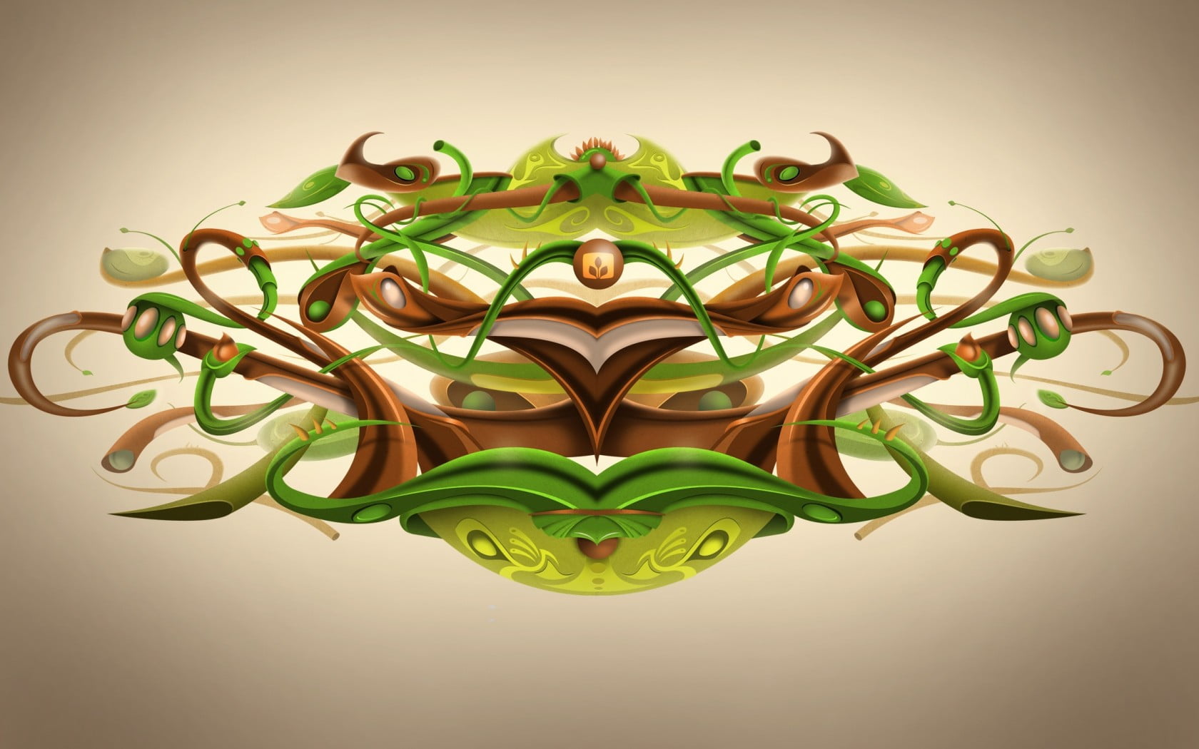 vignette, close-up, greens, pattern, design, Abstract 3D, heart shape, abstract, studio shot, brown, shape, 720P, 3D, still life, multi colored, illustration, HD Wallpaper