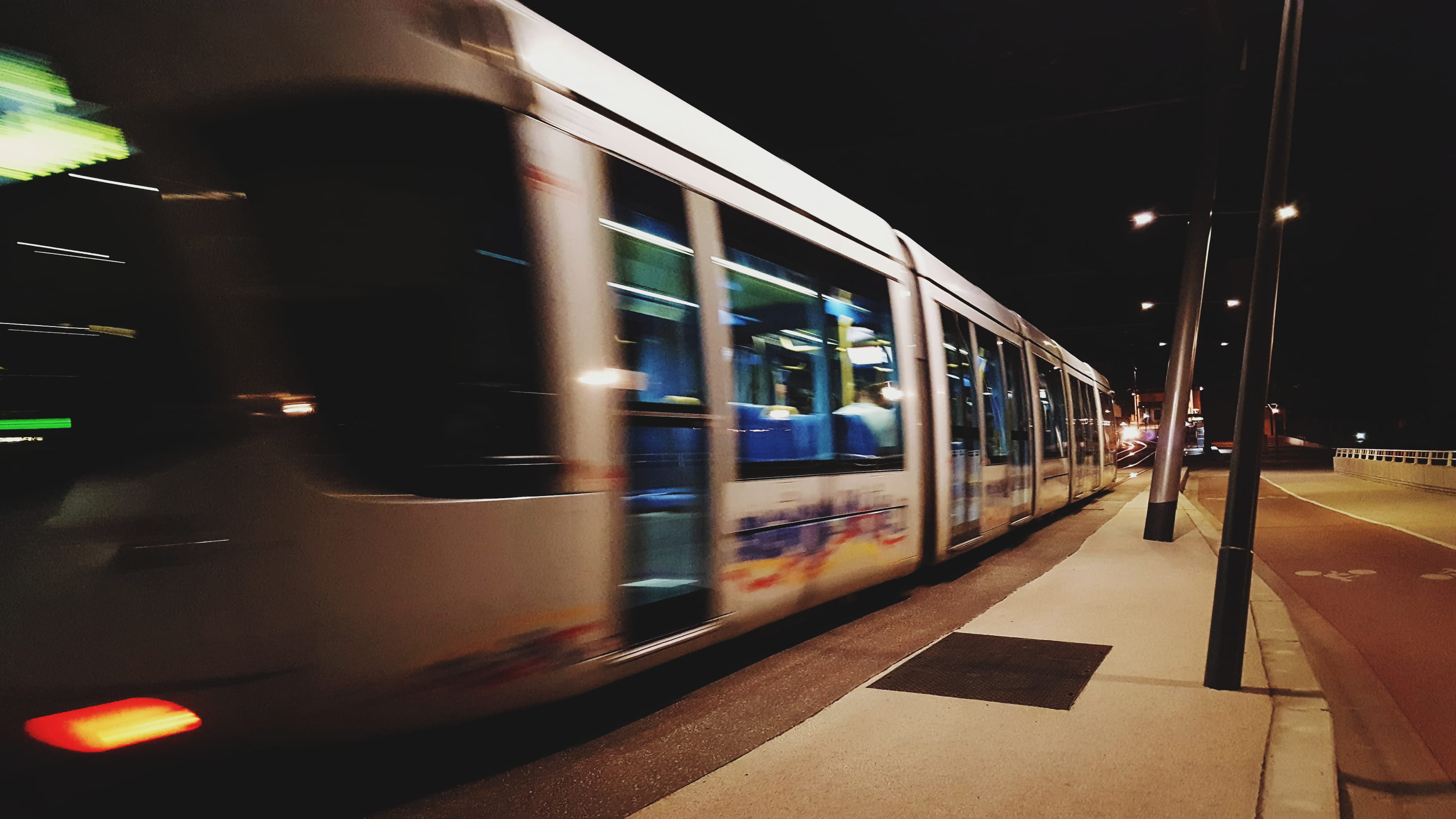 train, passenger train, streetcar, lyon, 2K, long exposure, speed, station, travel, public transportation, mode of transportation, blurred motion, railroad station platform, HD Wallpaper