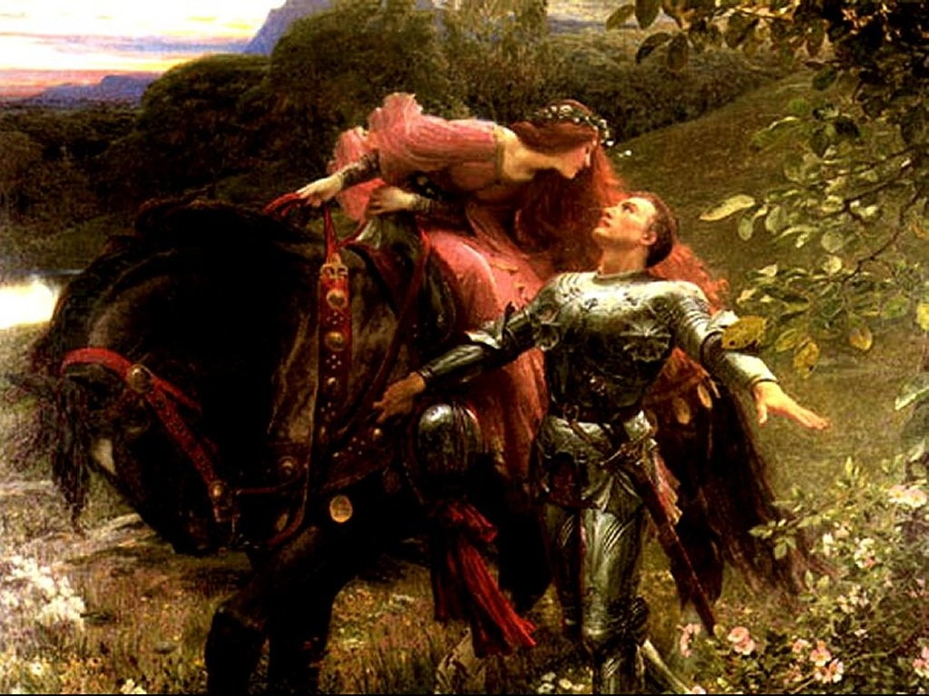 knight, red, la belle, mountains, woman, belle, love, head, forest, hd, abstract, 480P, painting, art, red head, horse, la, HD Wallpaper