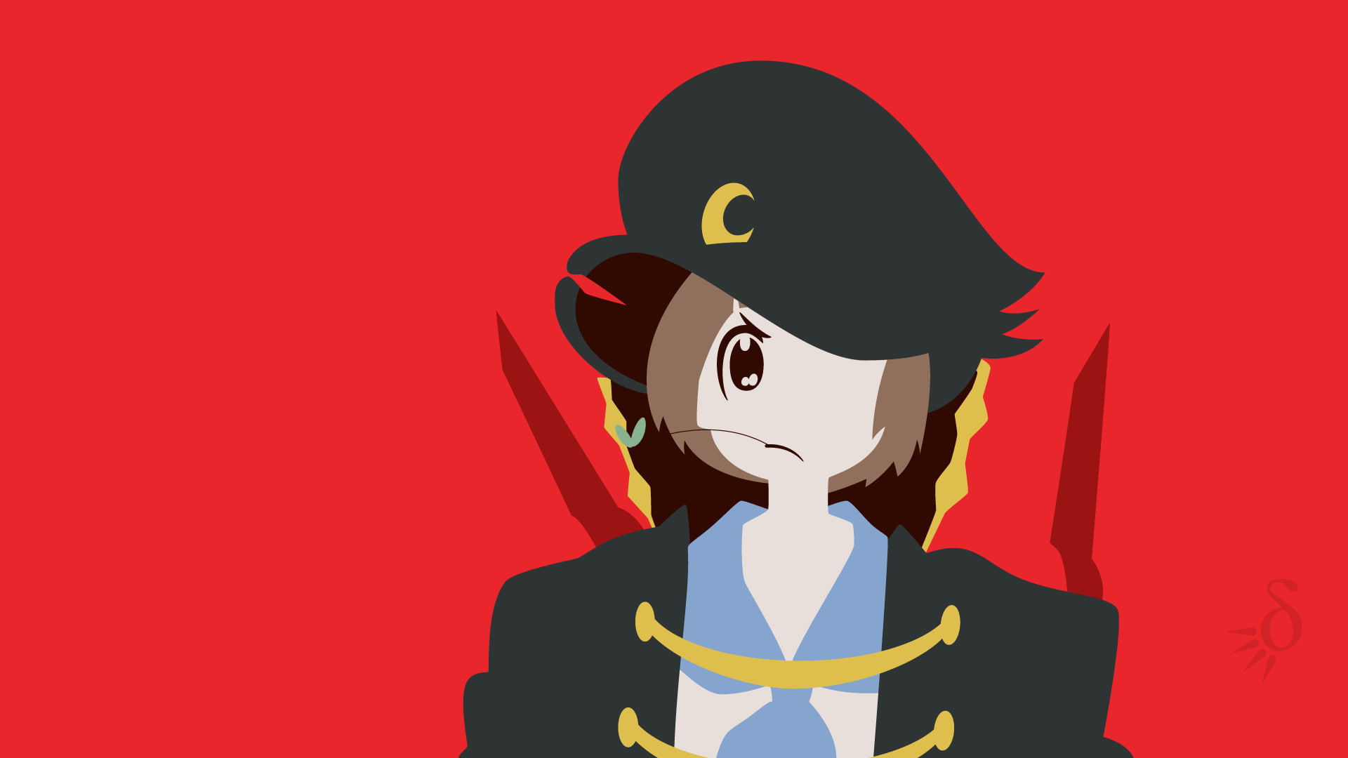 Mankanshoku Mako, anime girls, anime, Kill la Kill, 1080P, red background, HD Wallpaper