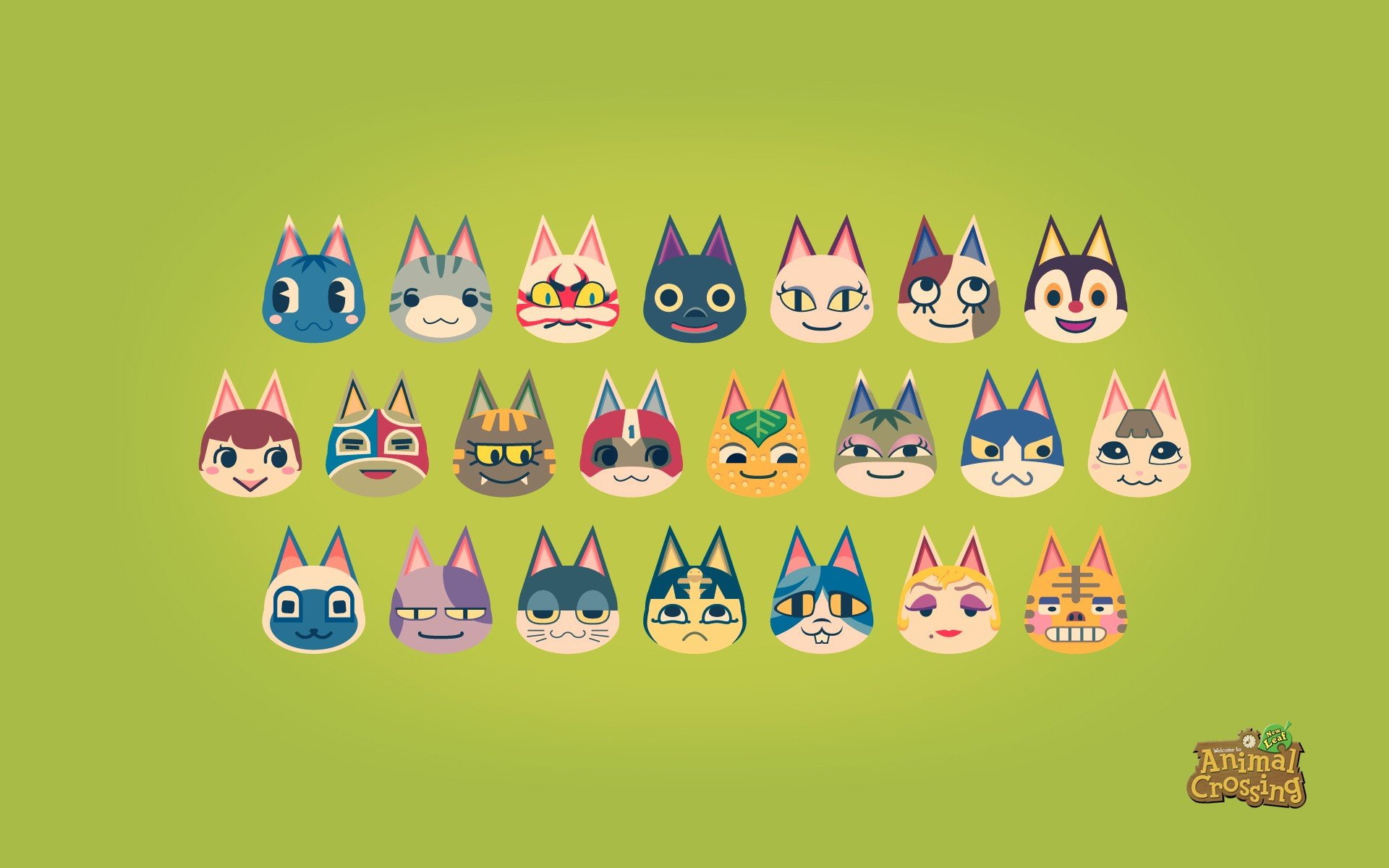 variation, studio shot, container, colored background, green color, still life, no people, yellow background, video game characters animal crossing animal crossing new leaf new leaf animals nintendo 3ds seasons cat, HD Wallpaper