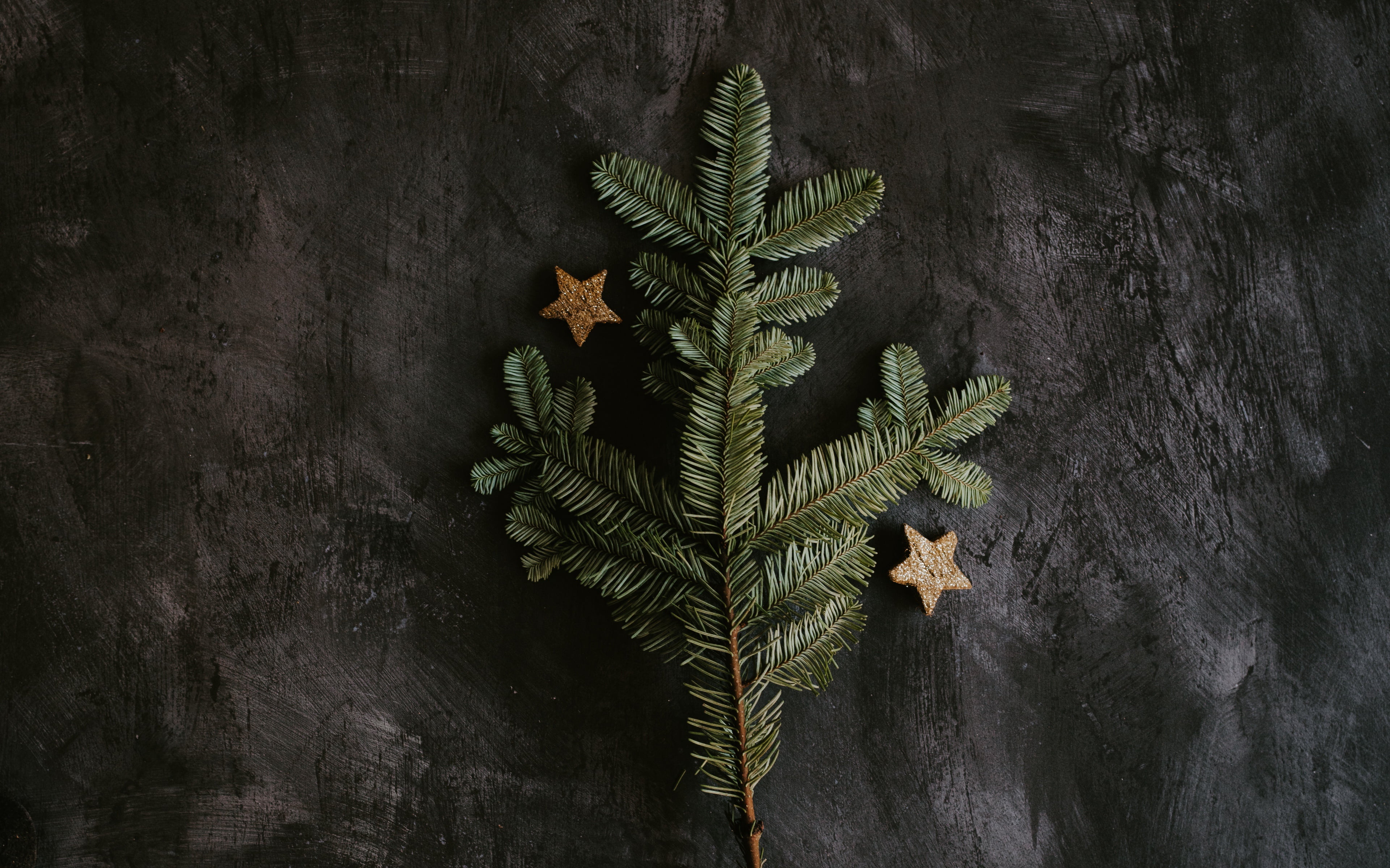 4K, 4k ultra hd background, stars, Christmas, holidays, " New Year", branch, decoration, tree, HD Wallpaper