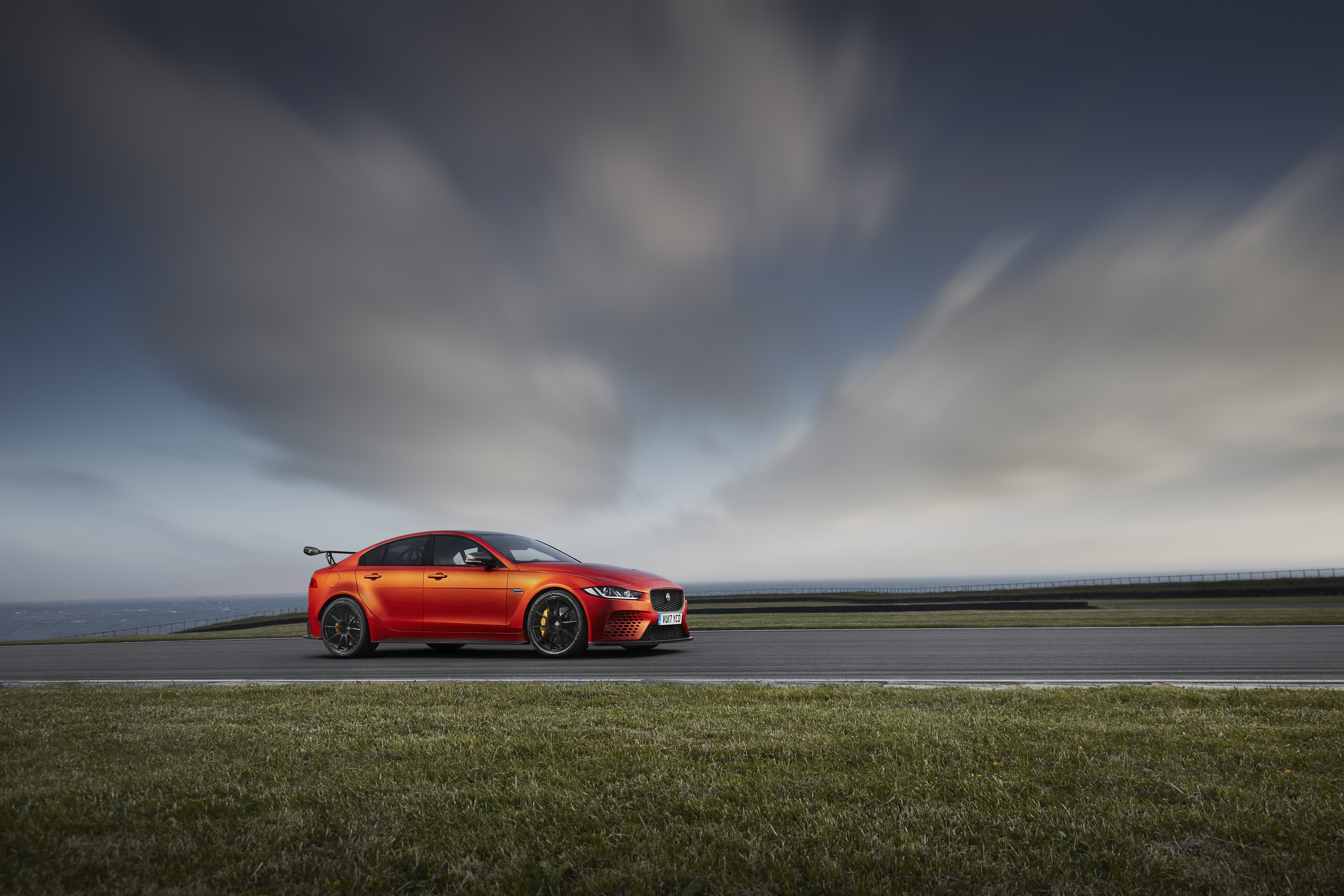 jaguar xe sv project 8, jaguar, road, 8K, side view, HD Wallpaper