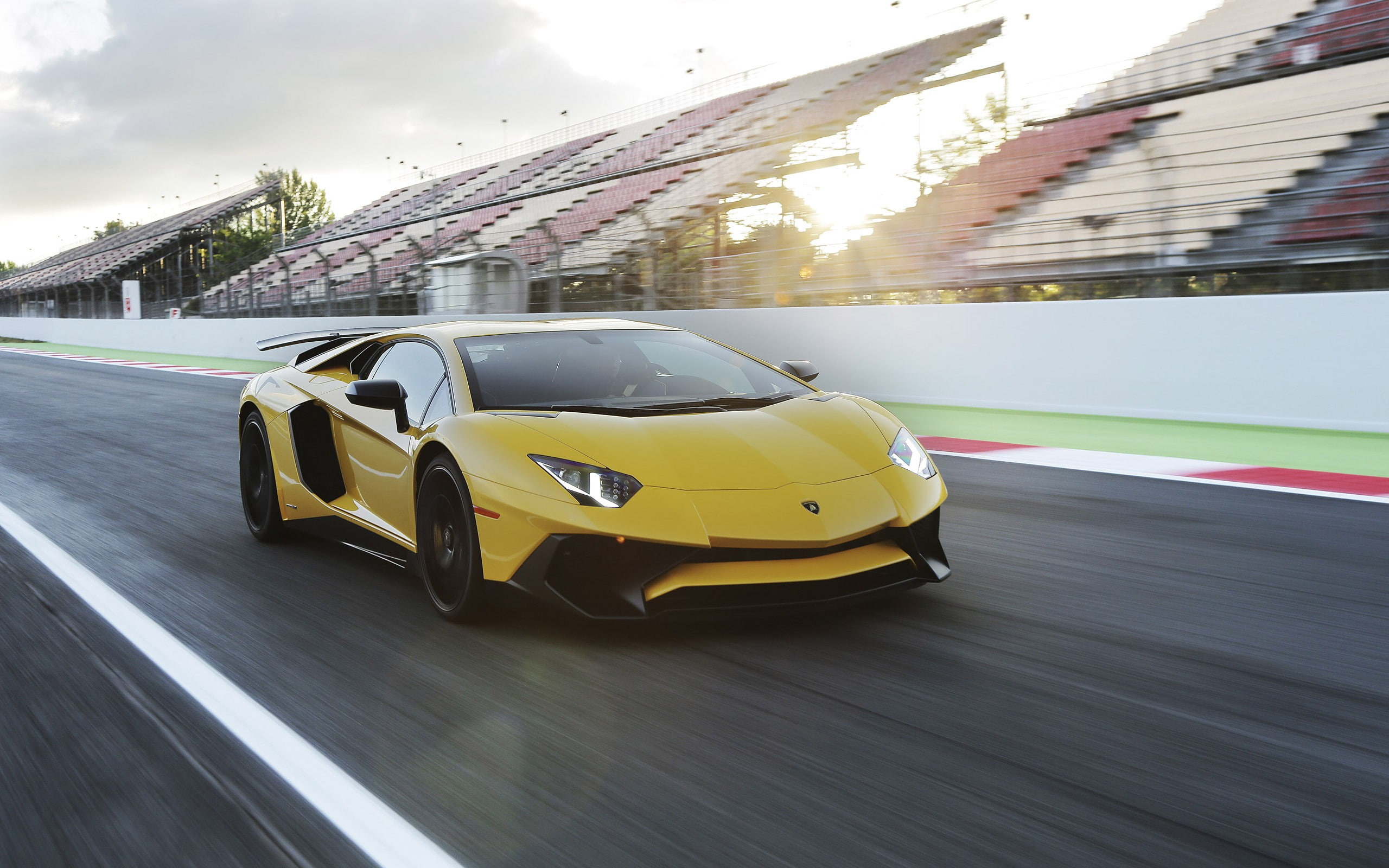 race tracks, car, Lamborghini Aventador LP750-4 SV, motion blur, 2K, HD Wallpaper